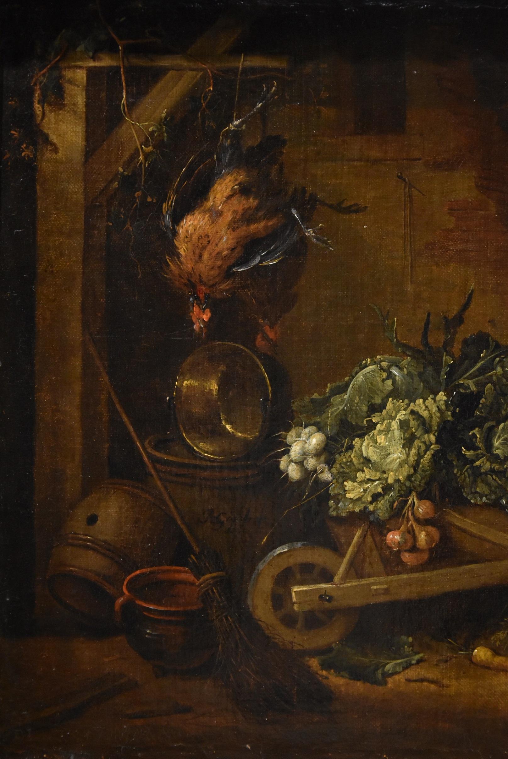Adriaen de Gryef (Leida 1657 - Bruxelles 1722)
Firmato 'A Gryeff f'(ecit) - al centro a sinistra

Contadino in cortile con natura morta di animali e frutta

Olio su tela
Dimensioni (cm): 45 x 60
In cornice antica 74 x 88

Lavori pubblicati nel RDK
