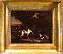 Chiens de chasse De Gryeff Signé Peinture Huile sur toile 17ème siècle Ecole Flemish