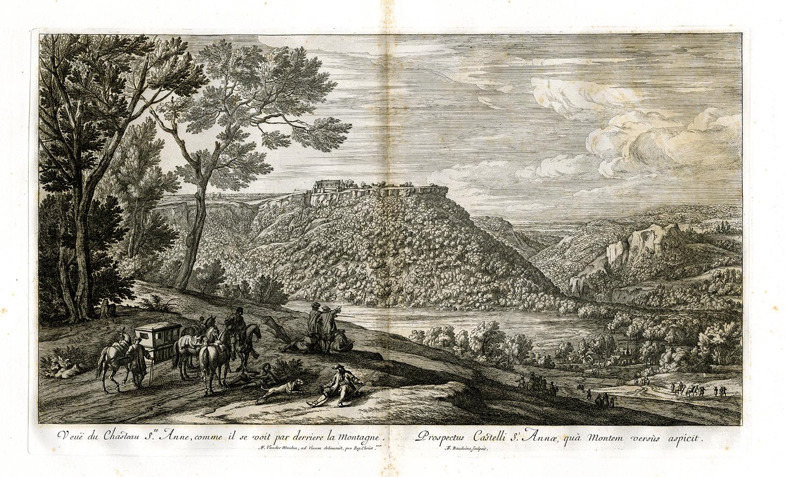 Adriaen Frans Boudewijns Landscape Print - Veue du Chasteau Ste. Anne, comme il se voit par derriere la Montagne.