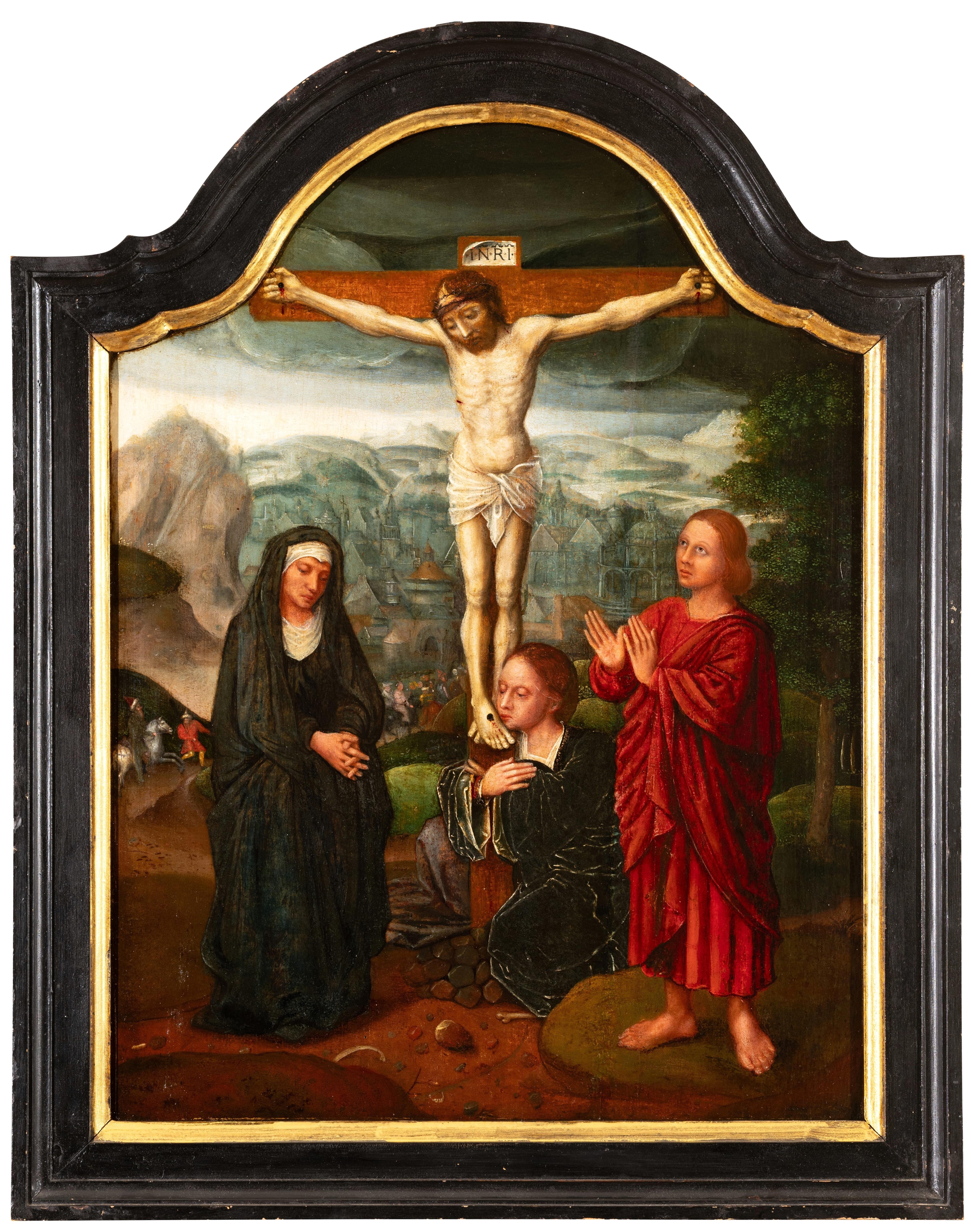 Crucifixión, escuela de Brujas, flamenco, mediados del siglo XVI