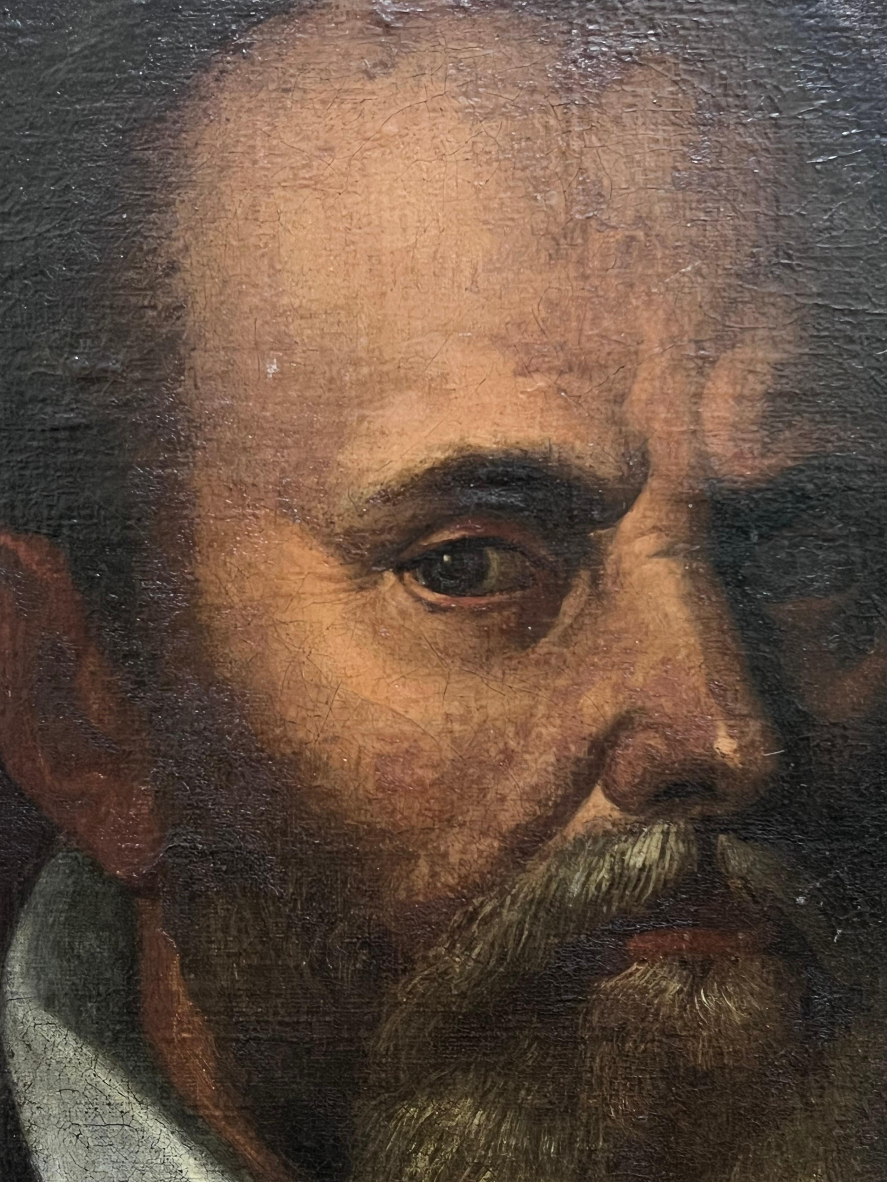 Fine 1600's Dutch / Flemish Old Master Ölgemälde Kopf Porträt eines Mannes (Schwarz), Portrait Painting, von Adriaen Thomasz Key