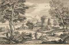 Adriaen van der Cabel (1631-1705) - 17th Century Etching, Figures in a Landscape