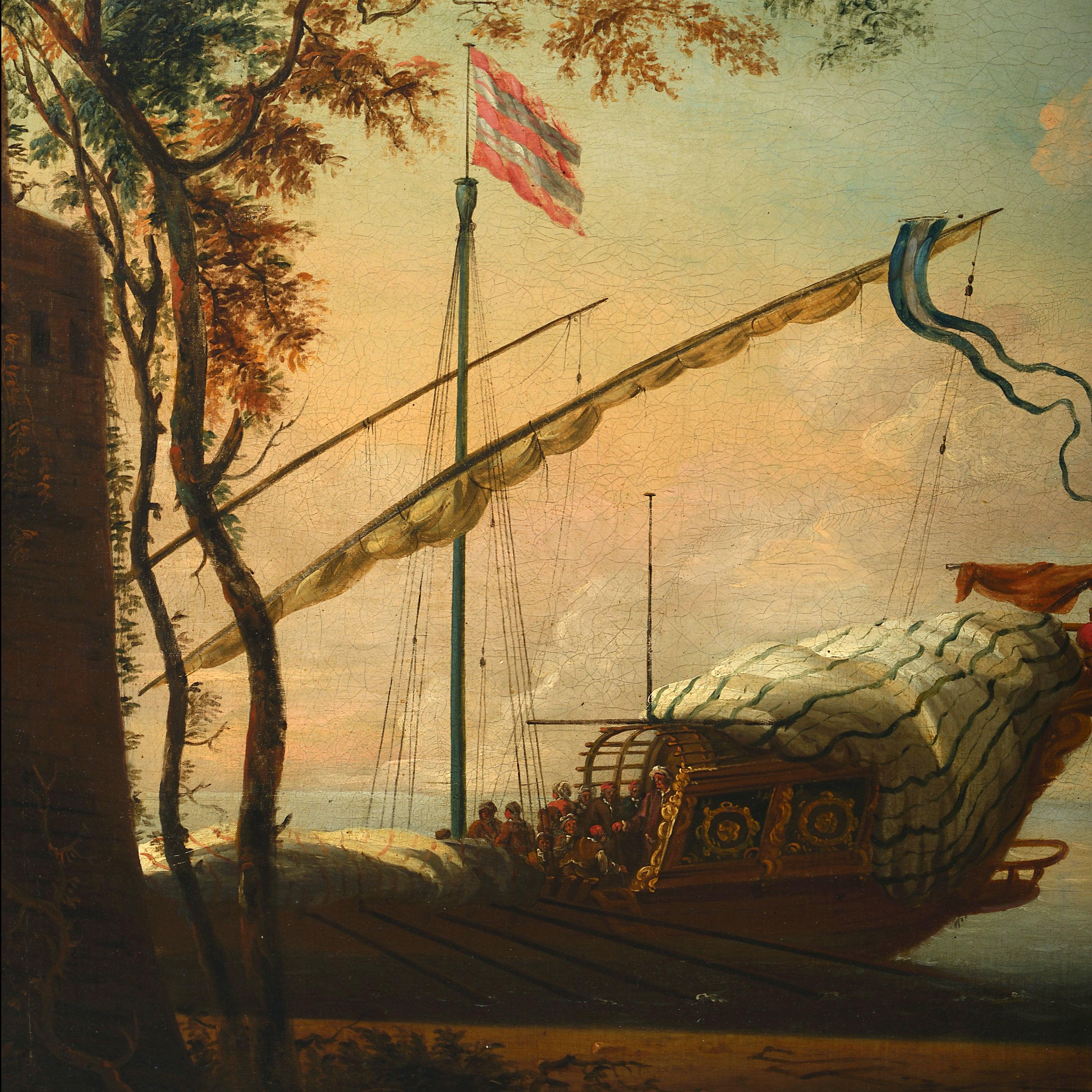 Attributed to Adriaen van Diest: A Port Scene - Oil on Canvas 3
