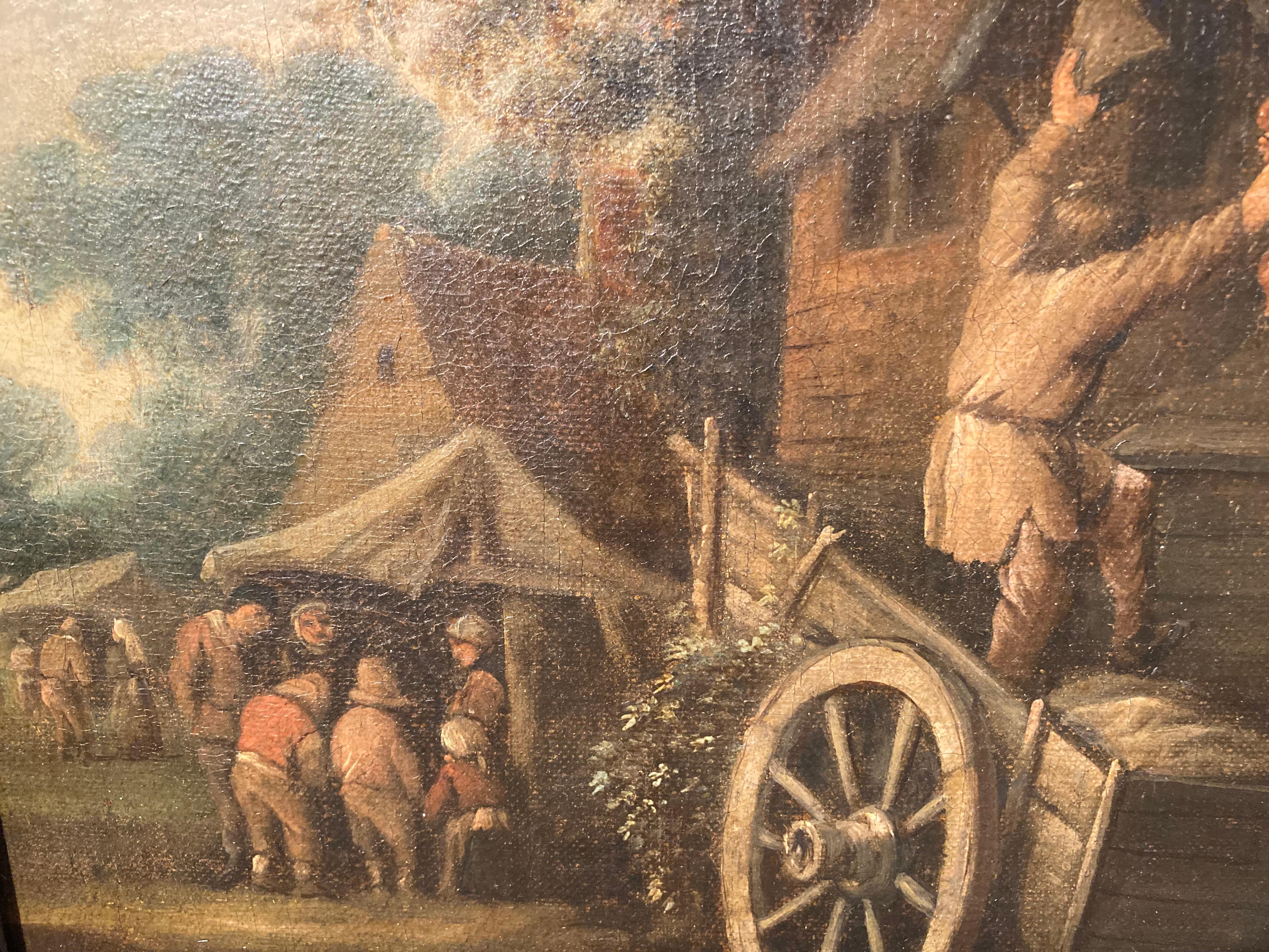 Circle of Adriaen or Isaac van Ostade, Peasants dancing and drinking by an Inn 4