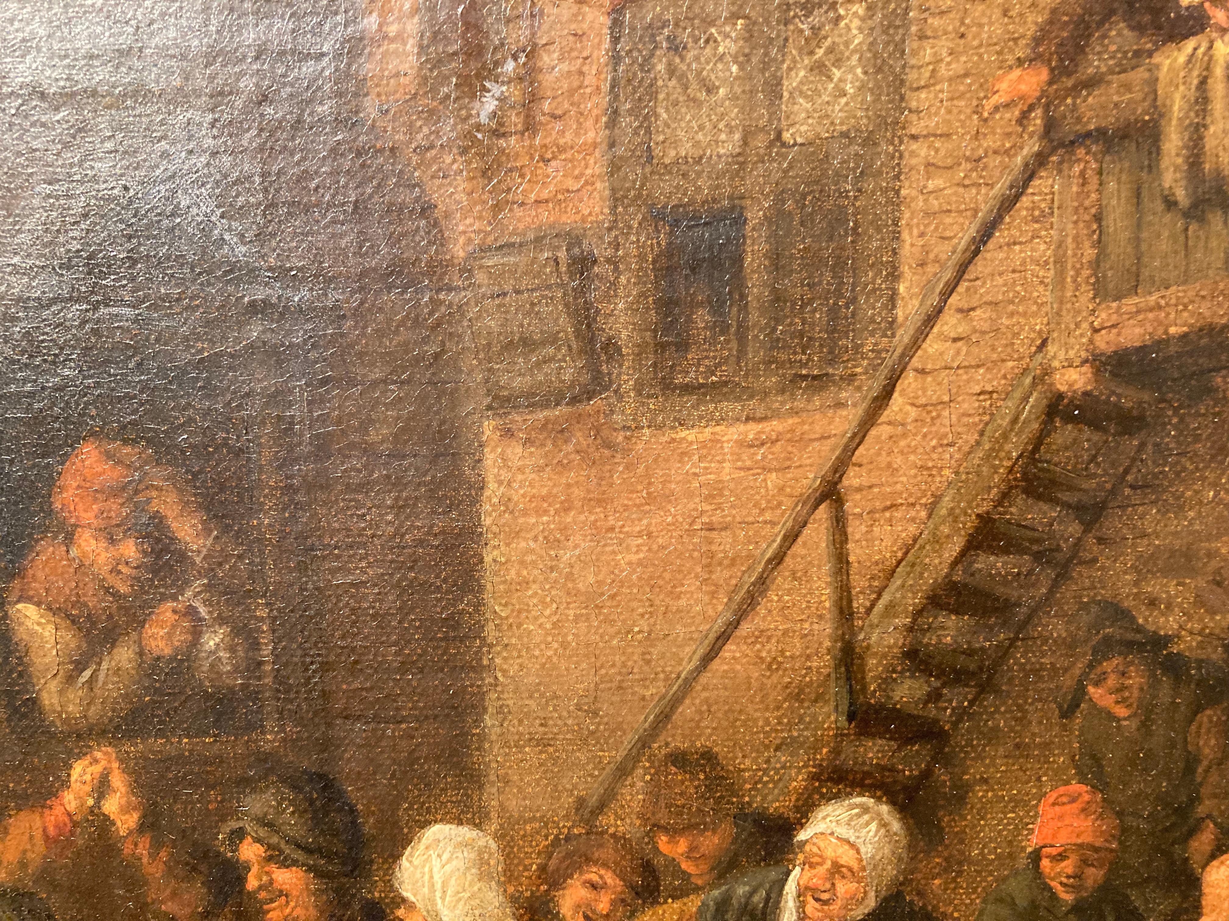 Cerchio di Adriaen o Isaac van Ostade, Contadini che ballano e bevono presso una locanda 10
