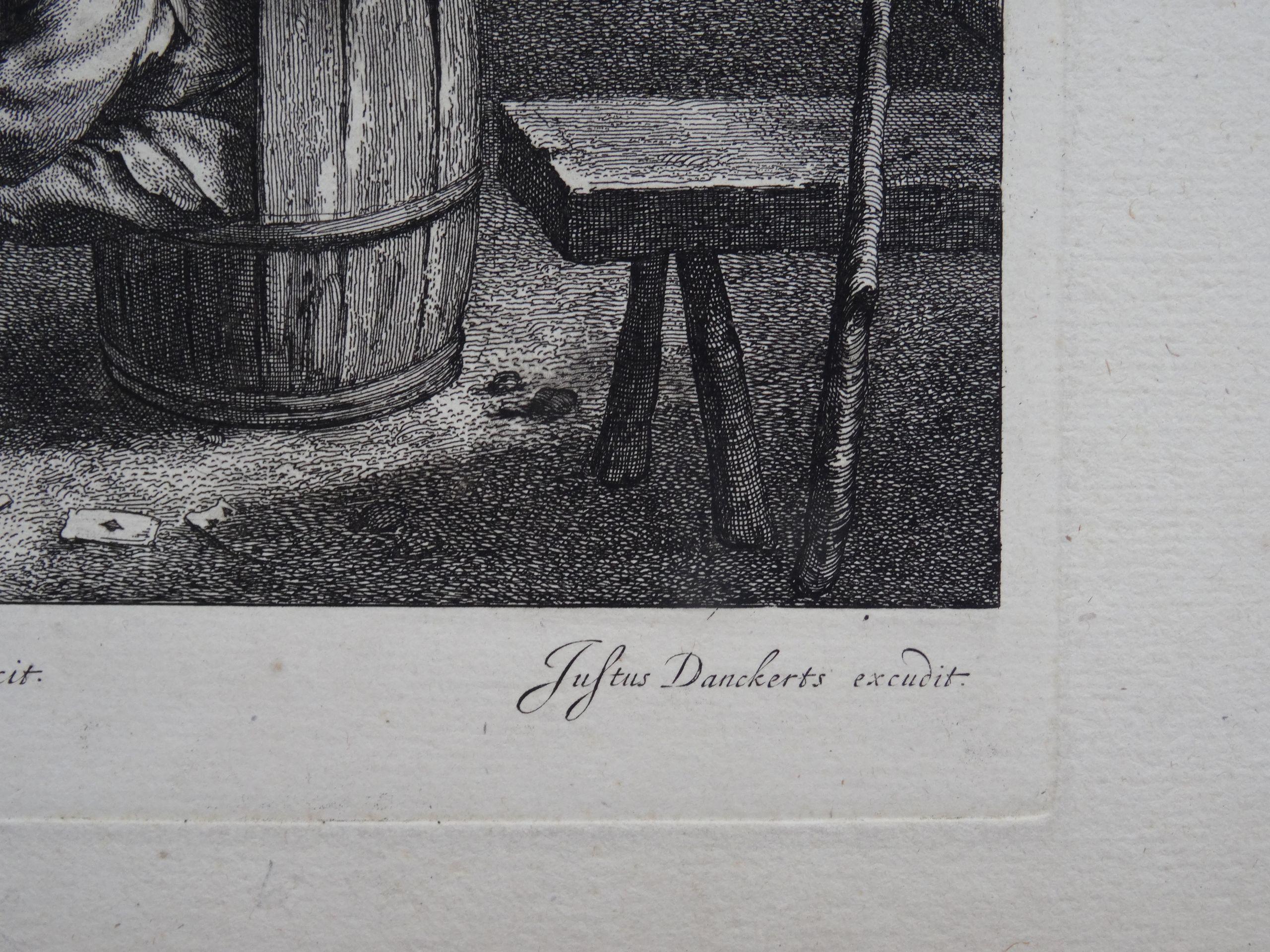 In einer Tavern. Papier, Kupferstich, 21x25 cm (Realismus), Print, von Adriaen van Ostade