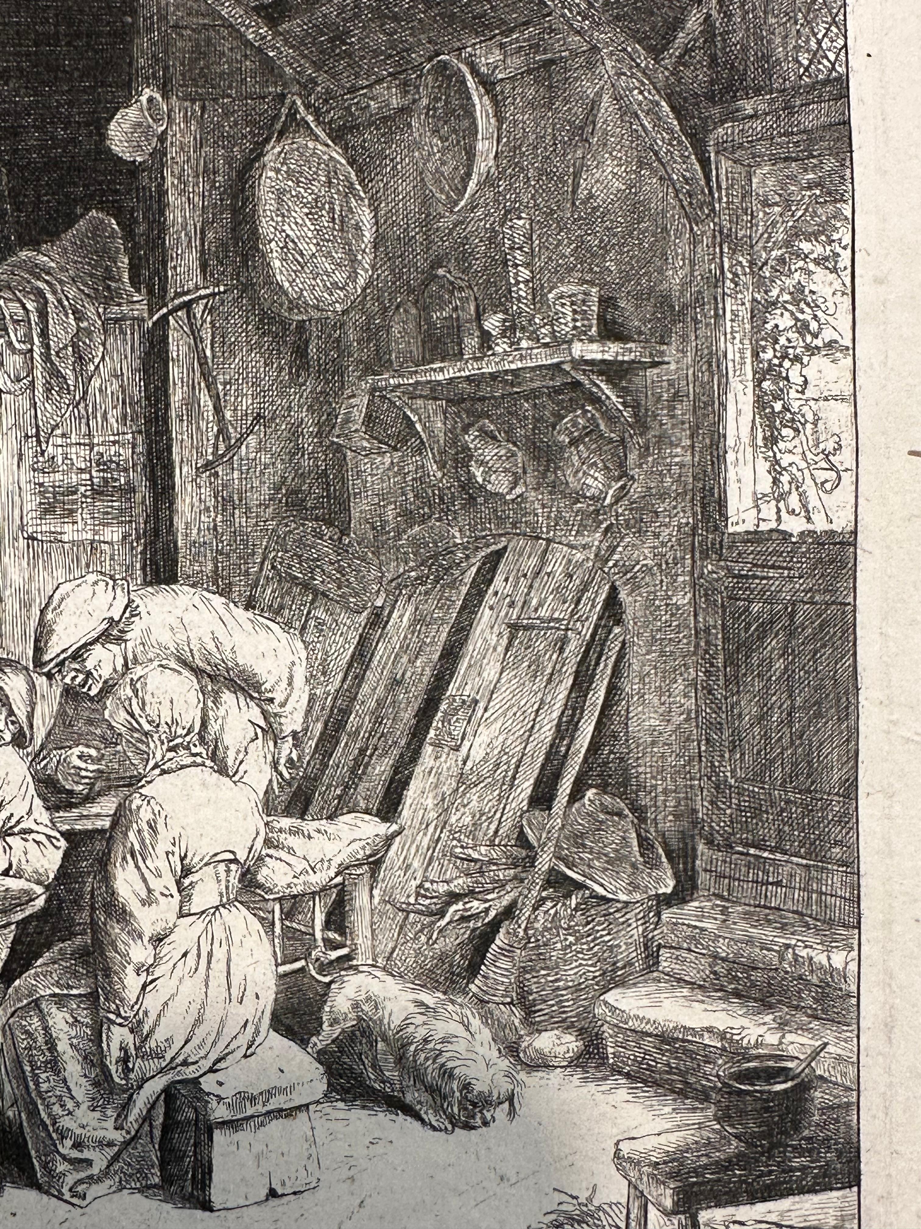 Van Ostade, Le Gourmet en compagnie, c. 1664 - Print Antiguos maestros de Adriaen van Ostade