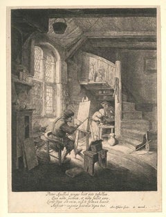 Le Peintre - Original Etching y Adriaen van Ostade - 1664 ca.