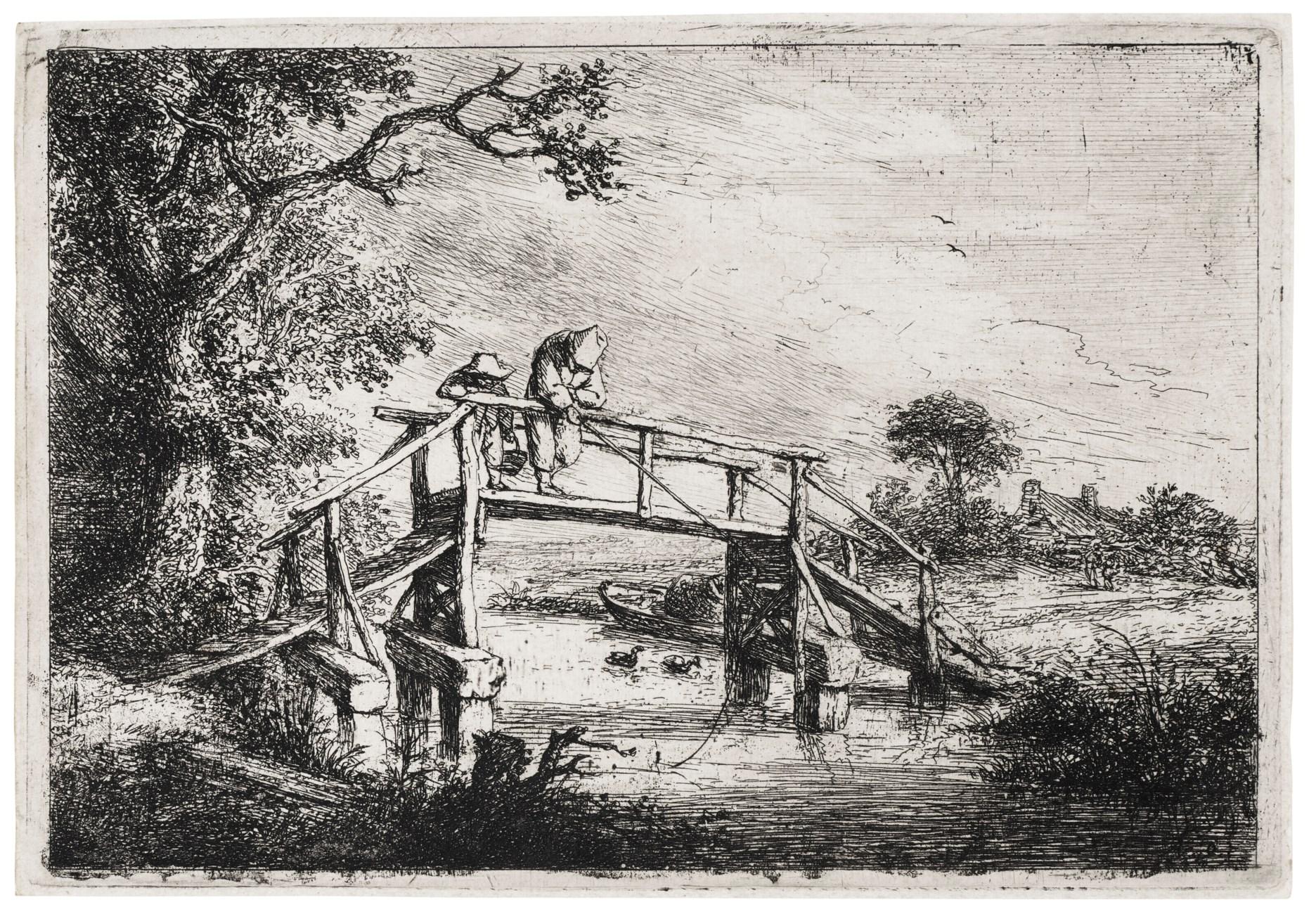 Adriaen van Ostade Landscape Print – Die Angler