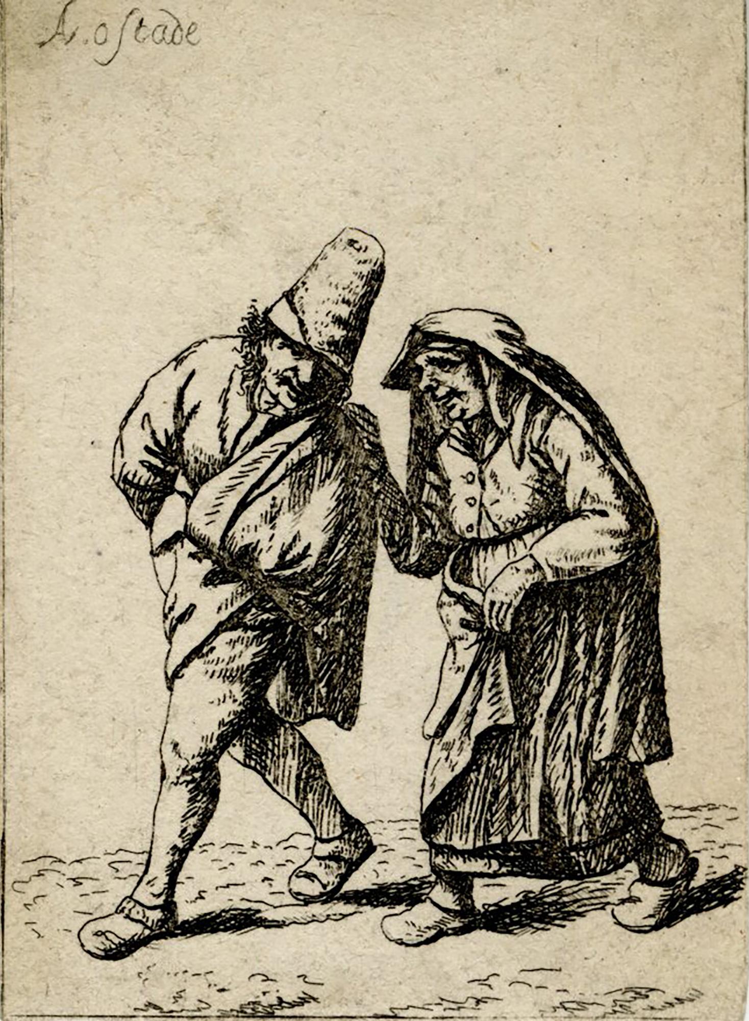 Portrait Print Adriaen van Ostade - « The Couple Walking » de David Deuchar d'après Ostade