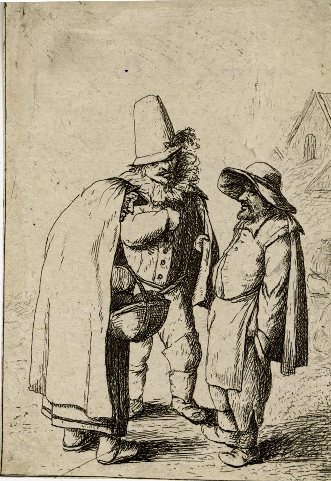Portrait Print di Adriaen van Ostade - Tre figure grottesche di David Deuchar dopo Ostade