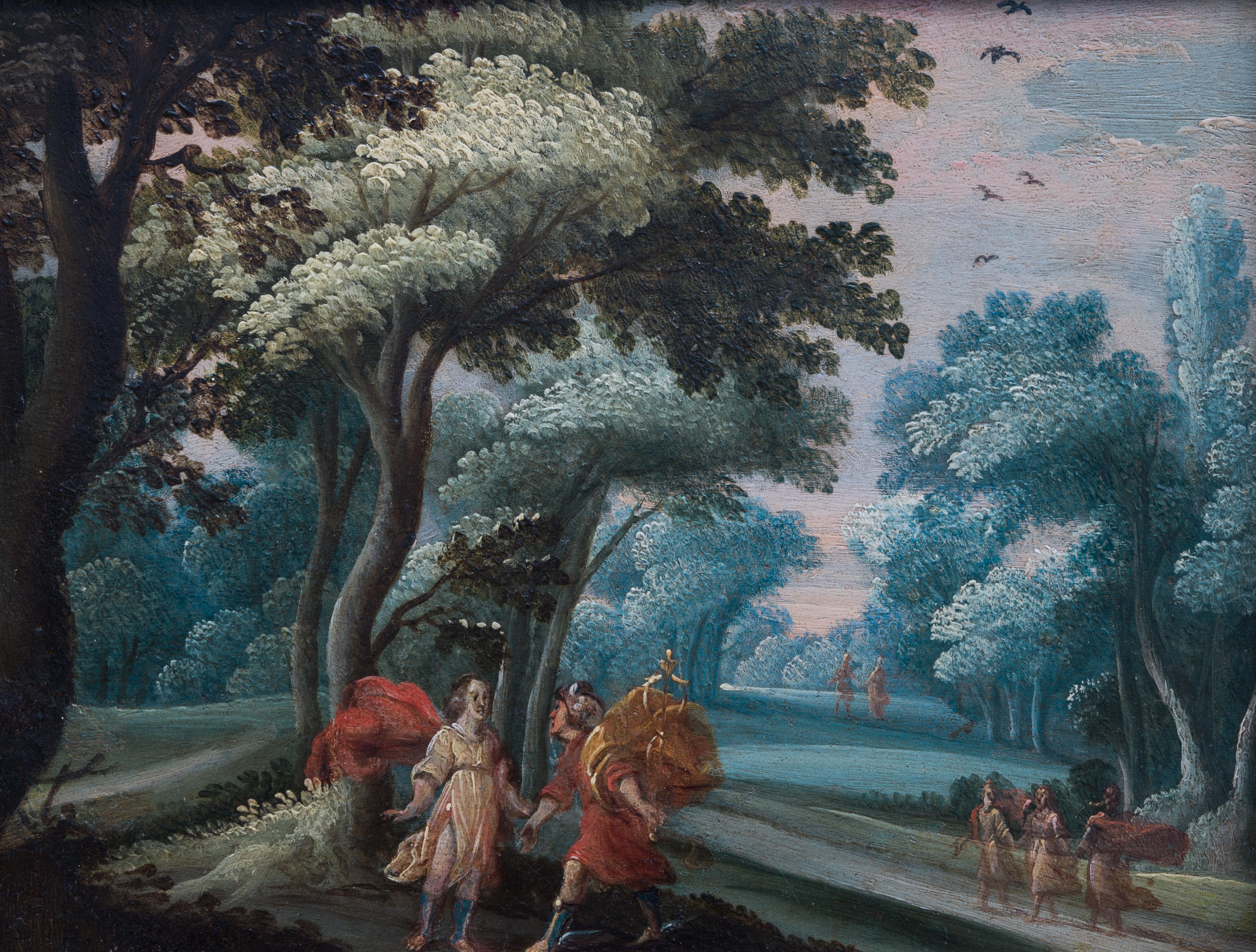 Scène mythologique du 17e siècle - Painting de Adriaen van Stalbemt