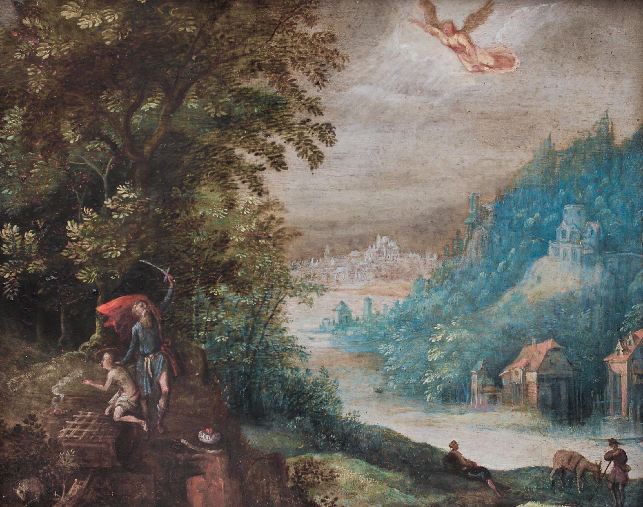 Abraham und die Hingabe seines Sohnes Isaac von Adriaen Van Stalbemt, um 1605-1610 – Painting von Adriaen van Stalbemt