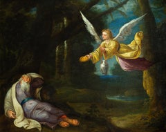 Elias and the Angel by Adriaen van Stalbemt (Attributed), Oil on Copper, 1600s