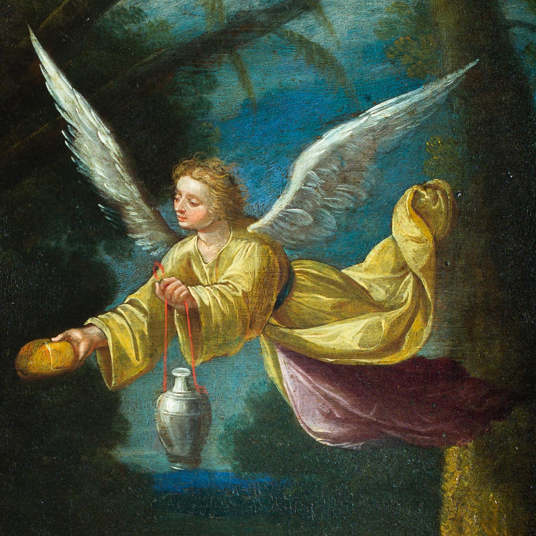 Elias and the Angel by Adriaen van Stalbemt (Attributed), Oil on Copper, 1600s 1