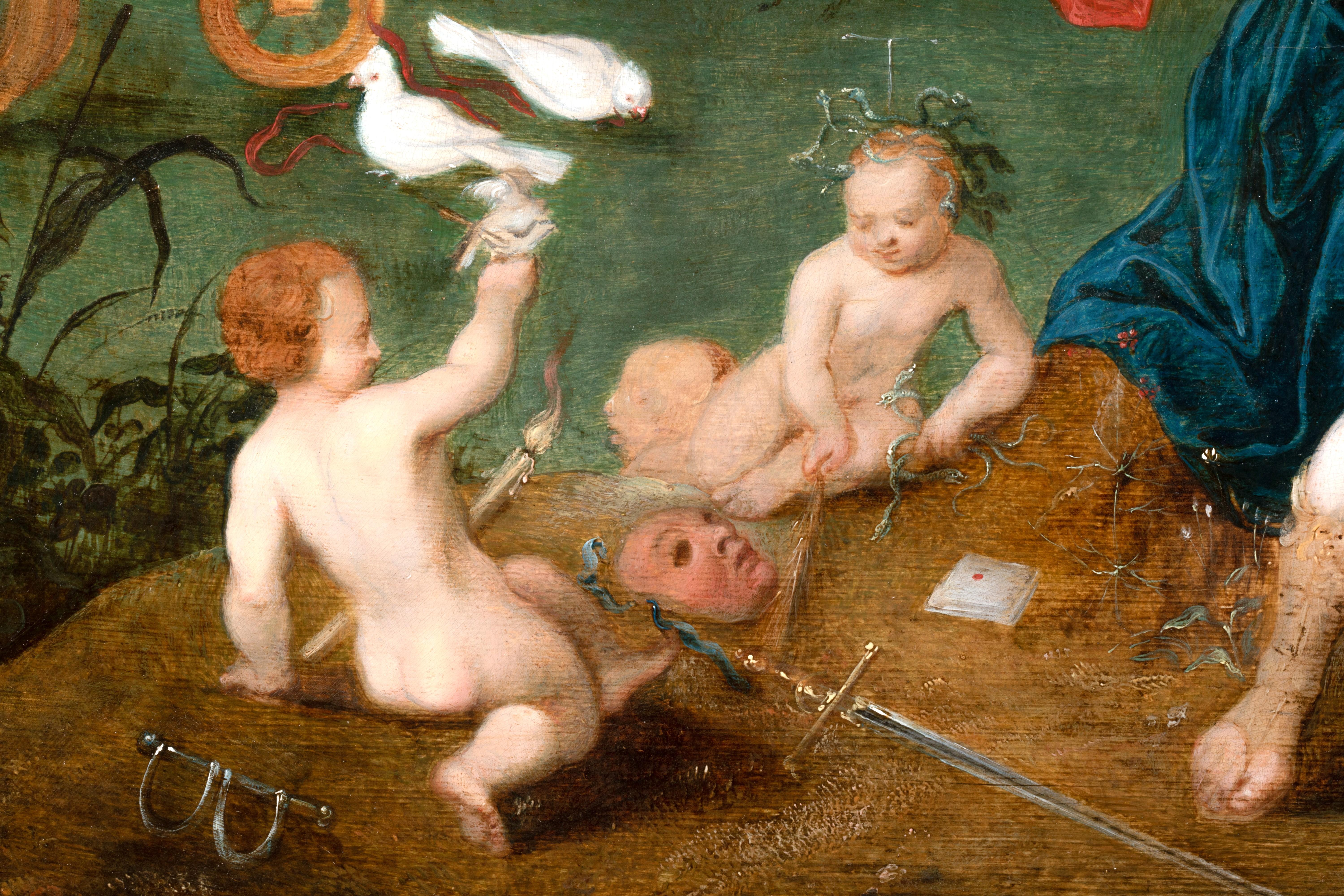 Flemish 17th  c., Allegory of war and peace, circa 1630, by Adriaen van Stalbemt For Sale 4