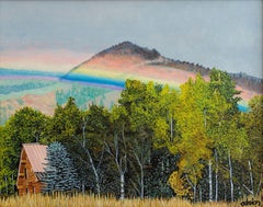 Mountain Rainbow, Painting, Acrylic on MDF Panel
