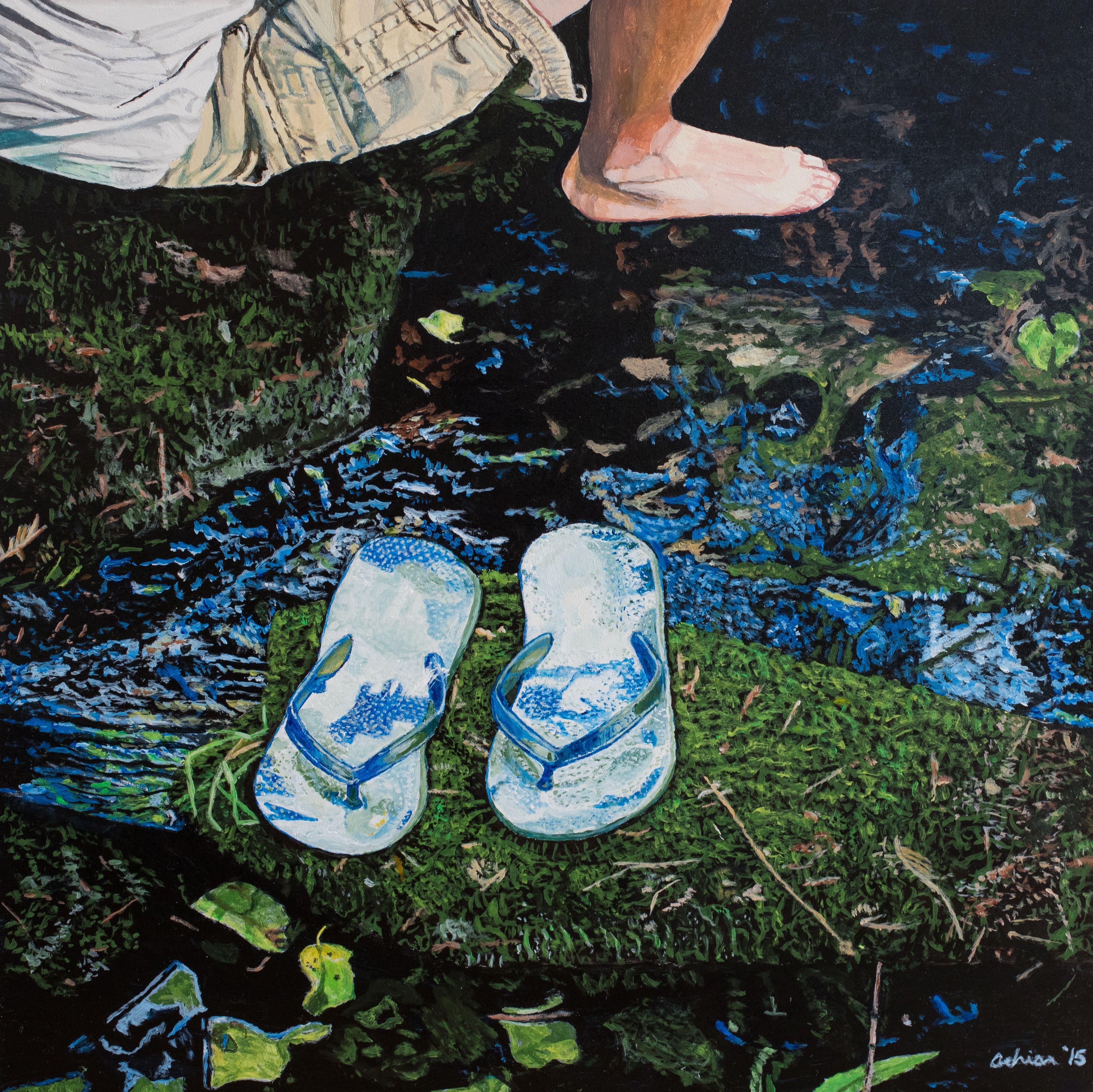 Sommer-Retreat, Gemälde, Acryl auf MDF-Platte – Painting von Adrian Bangerter