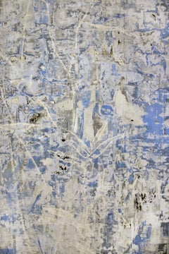 For Now - Contemporary Mixed Media, Textural Blue Painting, 60x40 in, 2025