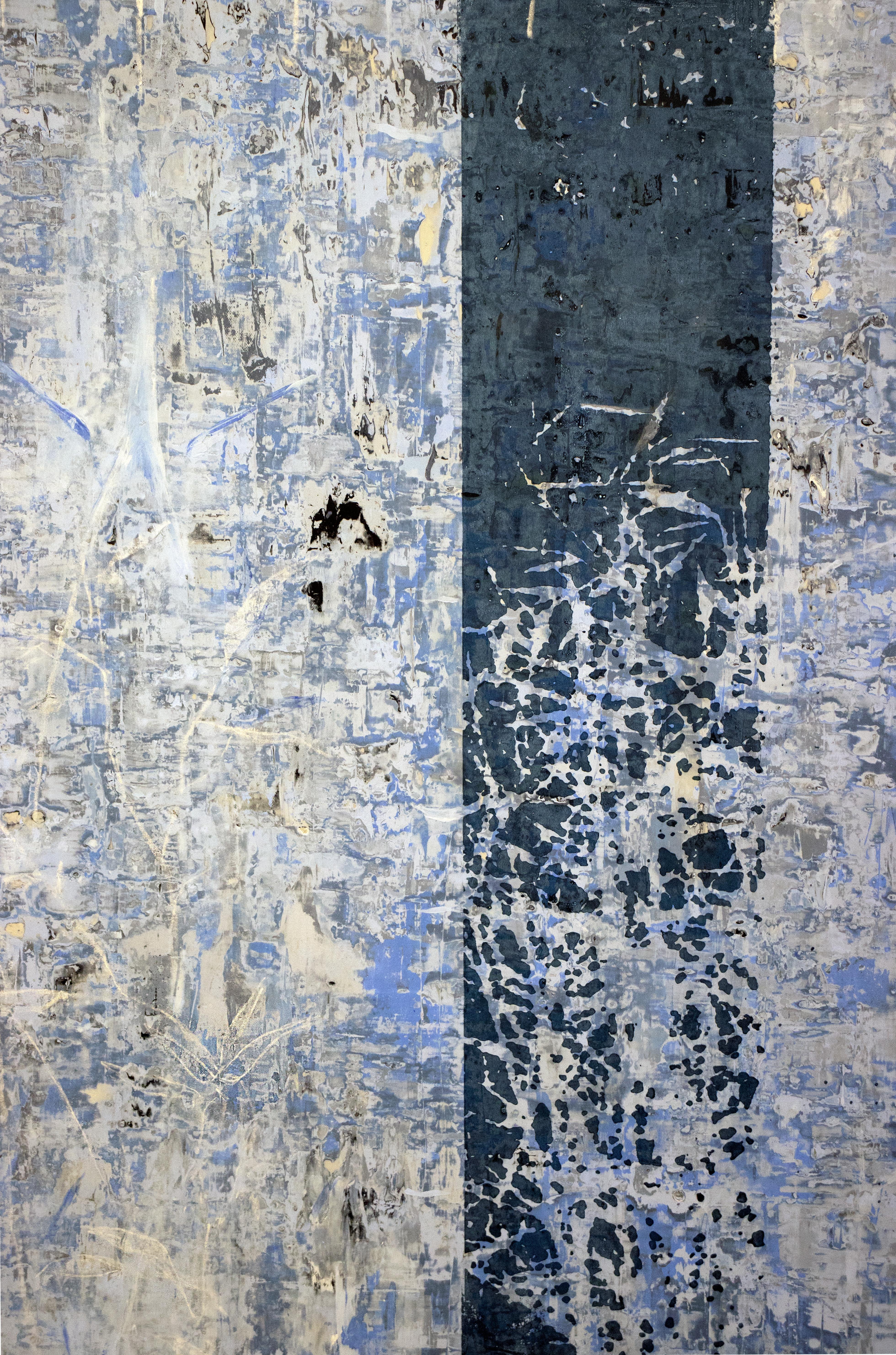 For Now - Contemporary Textural Blue Painting For Sale 1