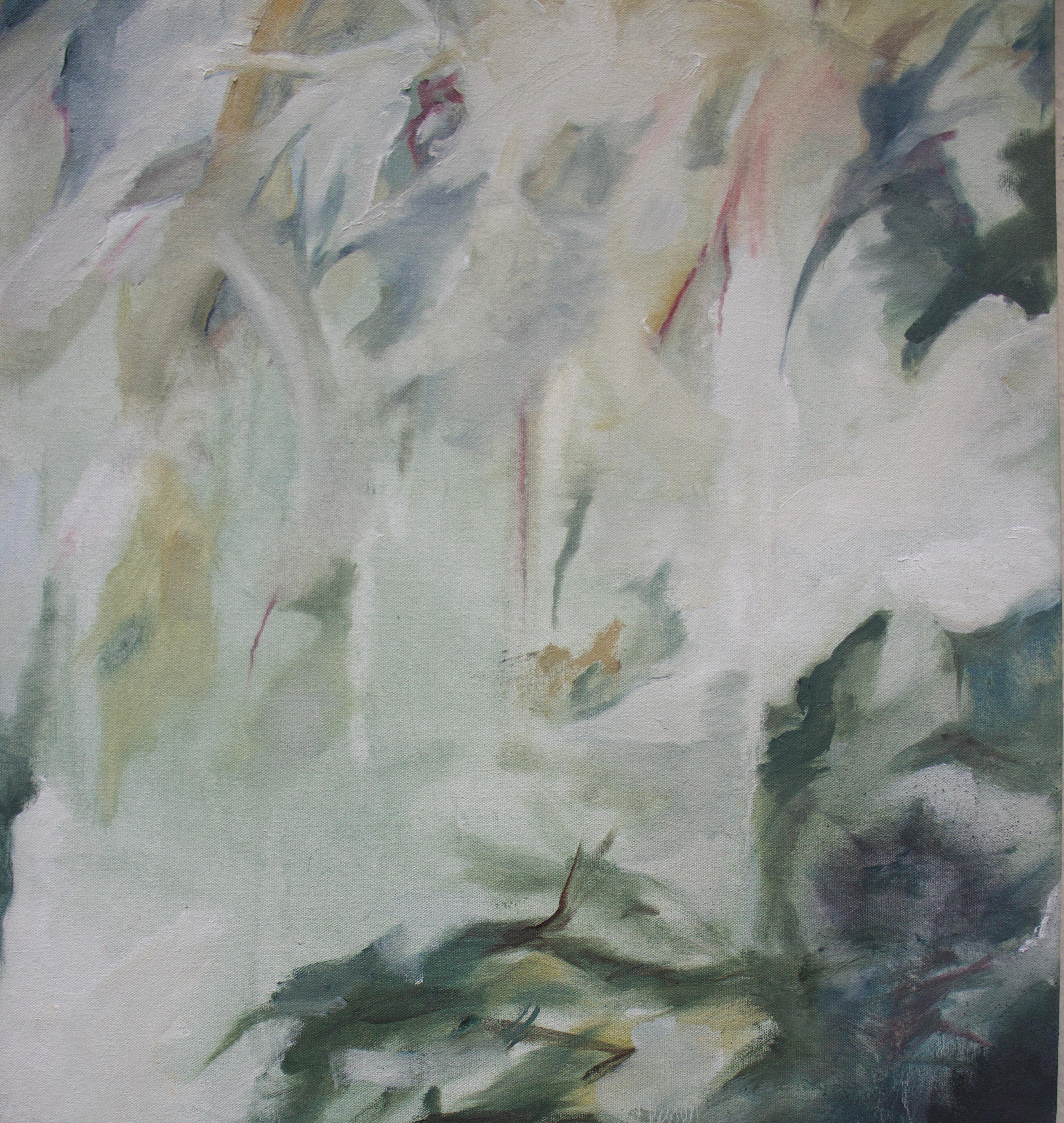 Orotina - Gestural Abstract Painting with Green tones For Sale 4