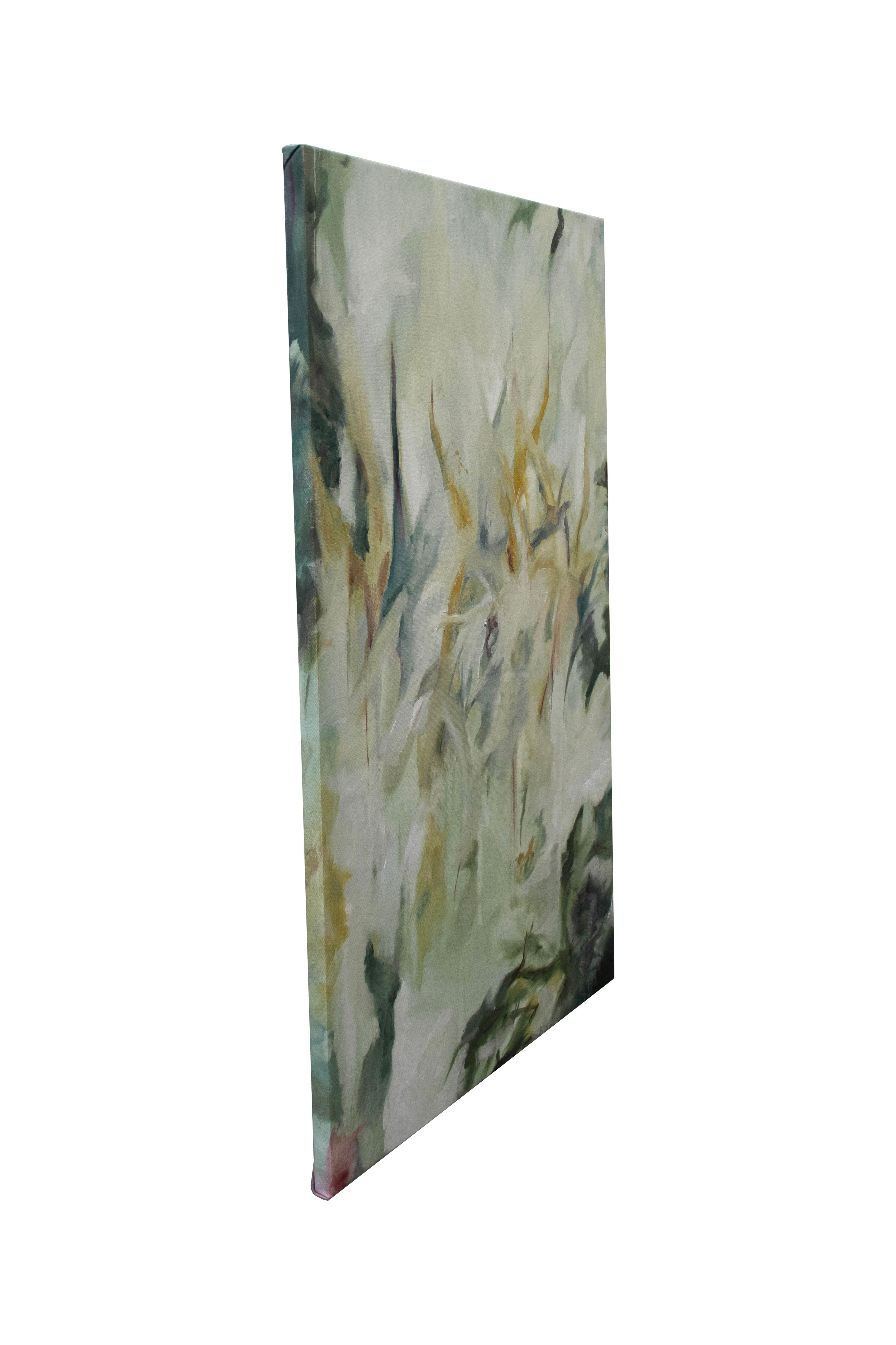 Orotina - Gestural Abstract Painting with Green tones For Sale 5