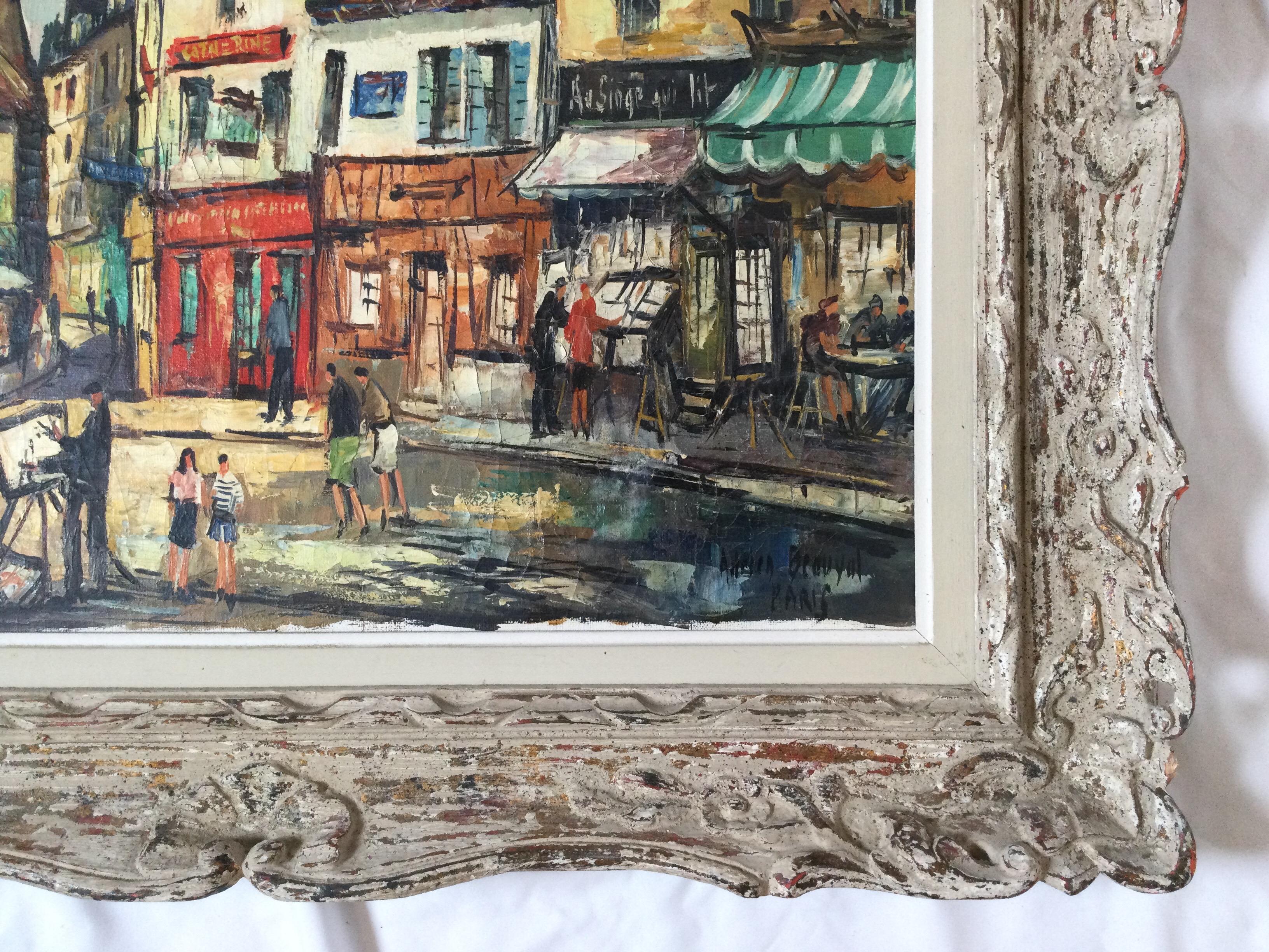 Adrian Beauval „Montmartre Paris“ Öl auf Leinwand Signiert im Zustand „Hervorragend“ im Angebot in Lambertville, NJ