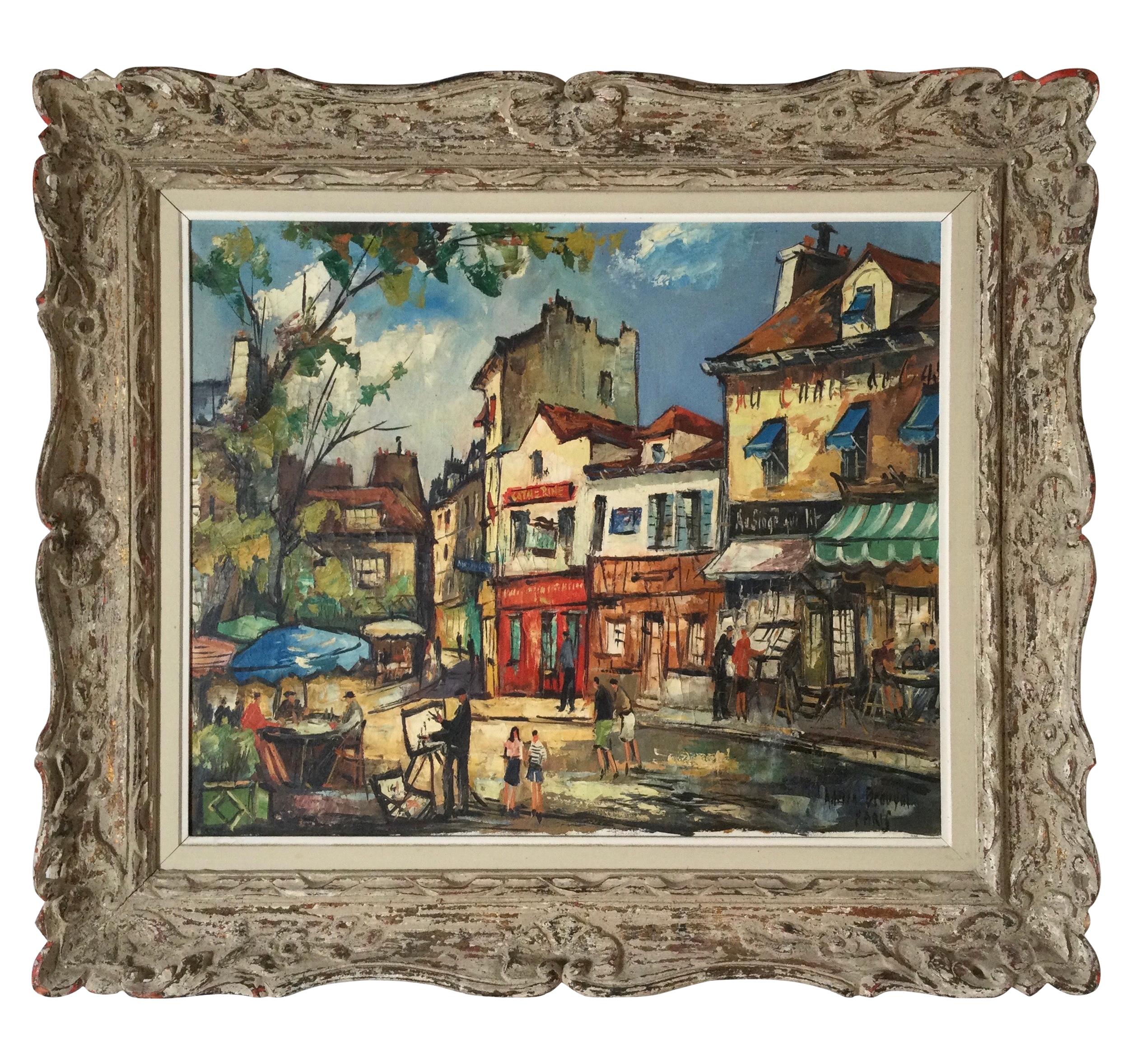 Adrian Beauval "Montmartre Paris" Oil on Canvas Signed For Sale