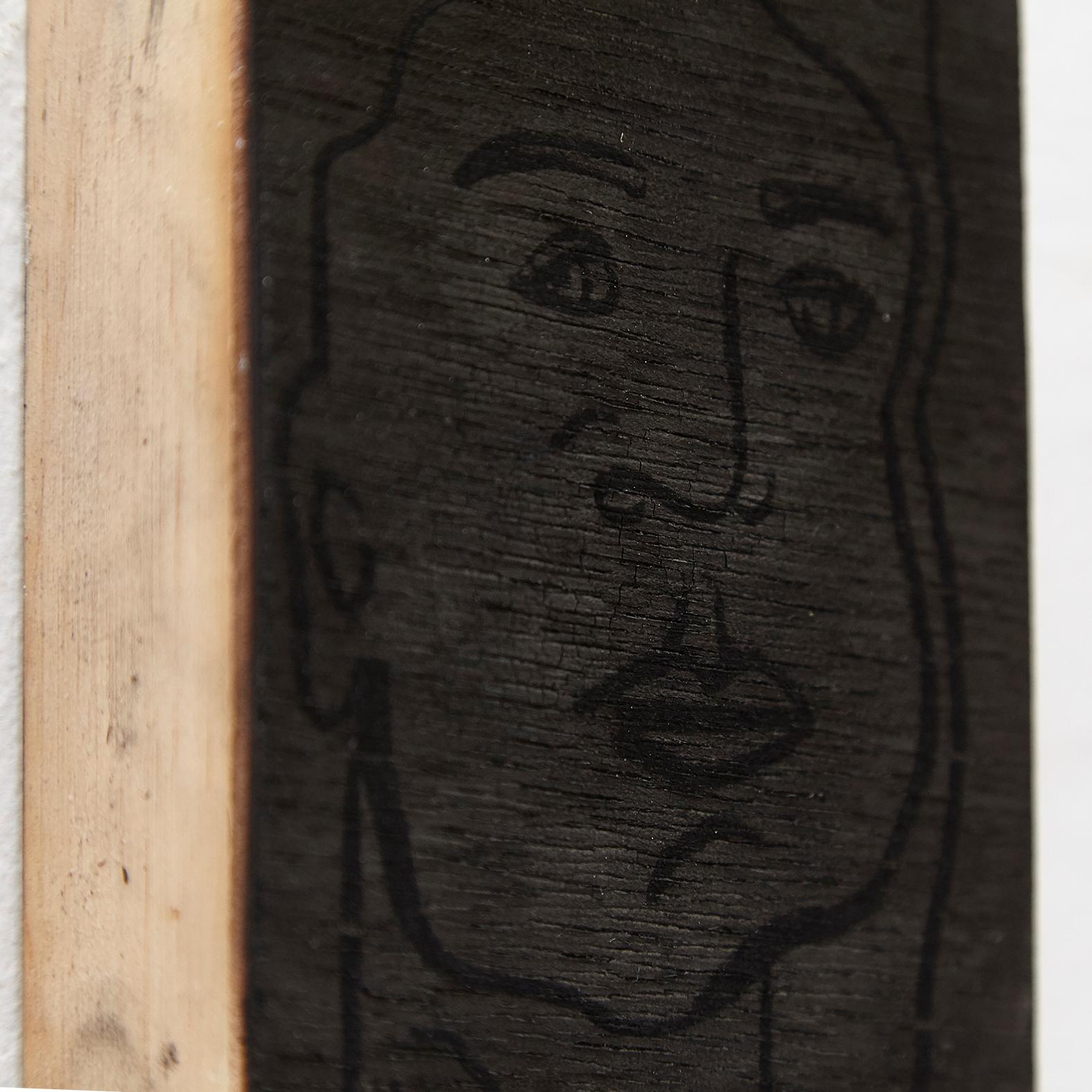 Spanish Adrian Black Portrait of Dora Maar Painting on Wood, 2017 For Sale