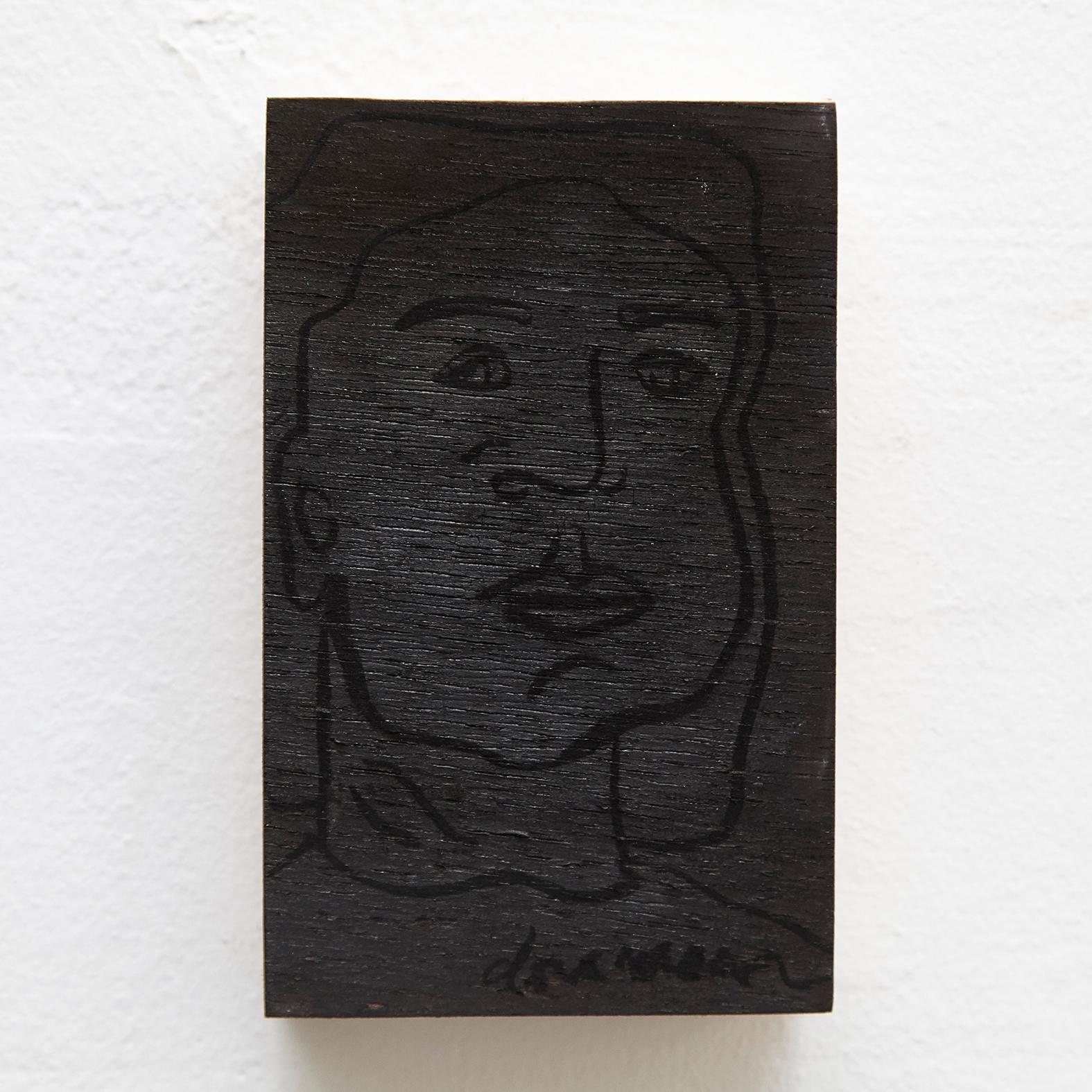 Contemporary Adrian Black Portrait of Dora Maar Painting on Wood, 2017 For Sale