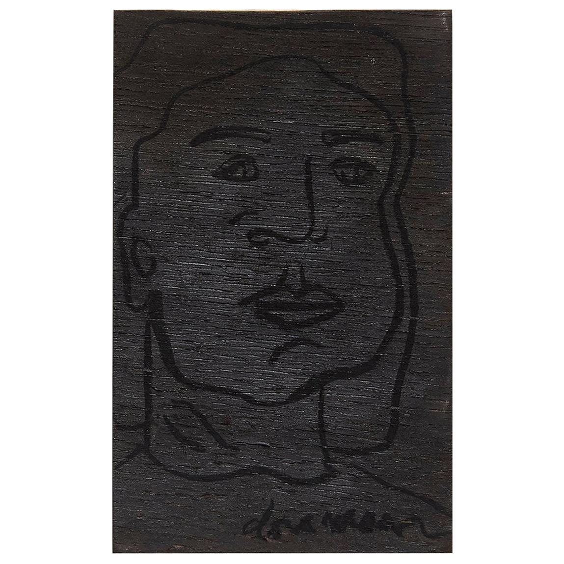 Adrian Adrian, Schwarzes Porträt von Dora Maar, Gemälde auf Holz, 2017, kostenloser Versand