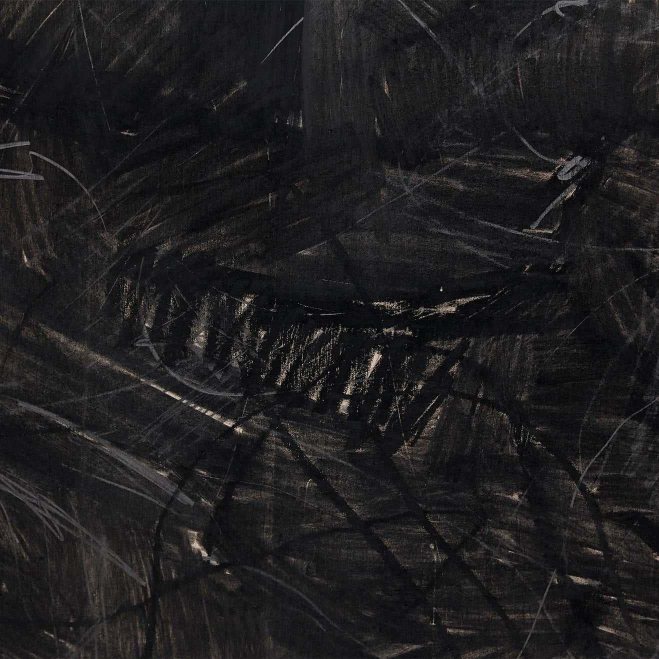 Adrian Contemporary Abstract Black Mix-Media Large Painting For Sale 2