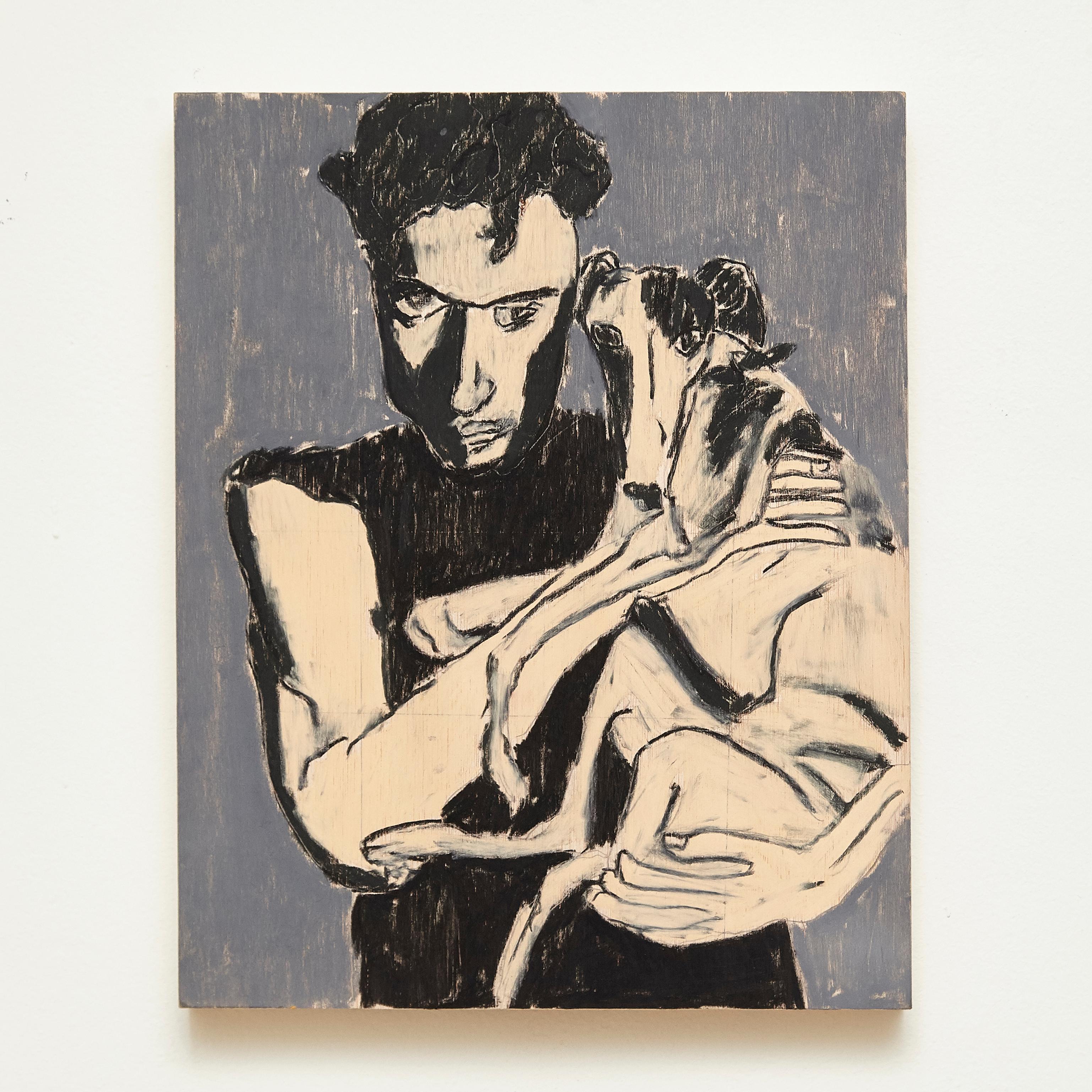 Mid-Century moderno Adrian Pittura astratta contemporanea su Wood, 2019 in vendita