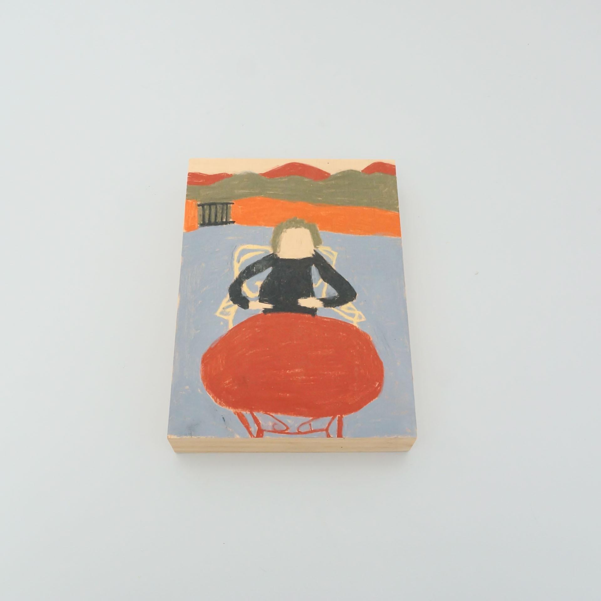 Zeitgenössische abstrakte Malerei von Adrian, 2020  Gemischte Medien auf Holz.    MATERIALIEN:  Holz    Abmessungen:  T 4 cm x B 16 cm x H 22 cm.