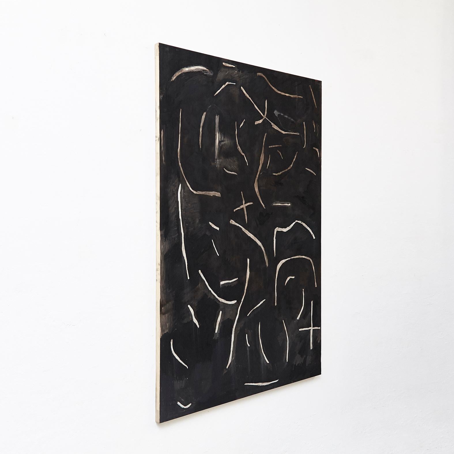 Peinture abstraite contemporaine d'Adrian.
Sans titre. 2018
Mixed-media sur bois.

Signé et daté à la main au dos.