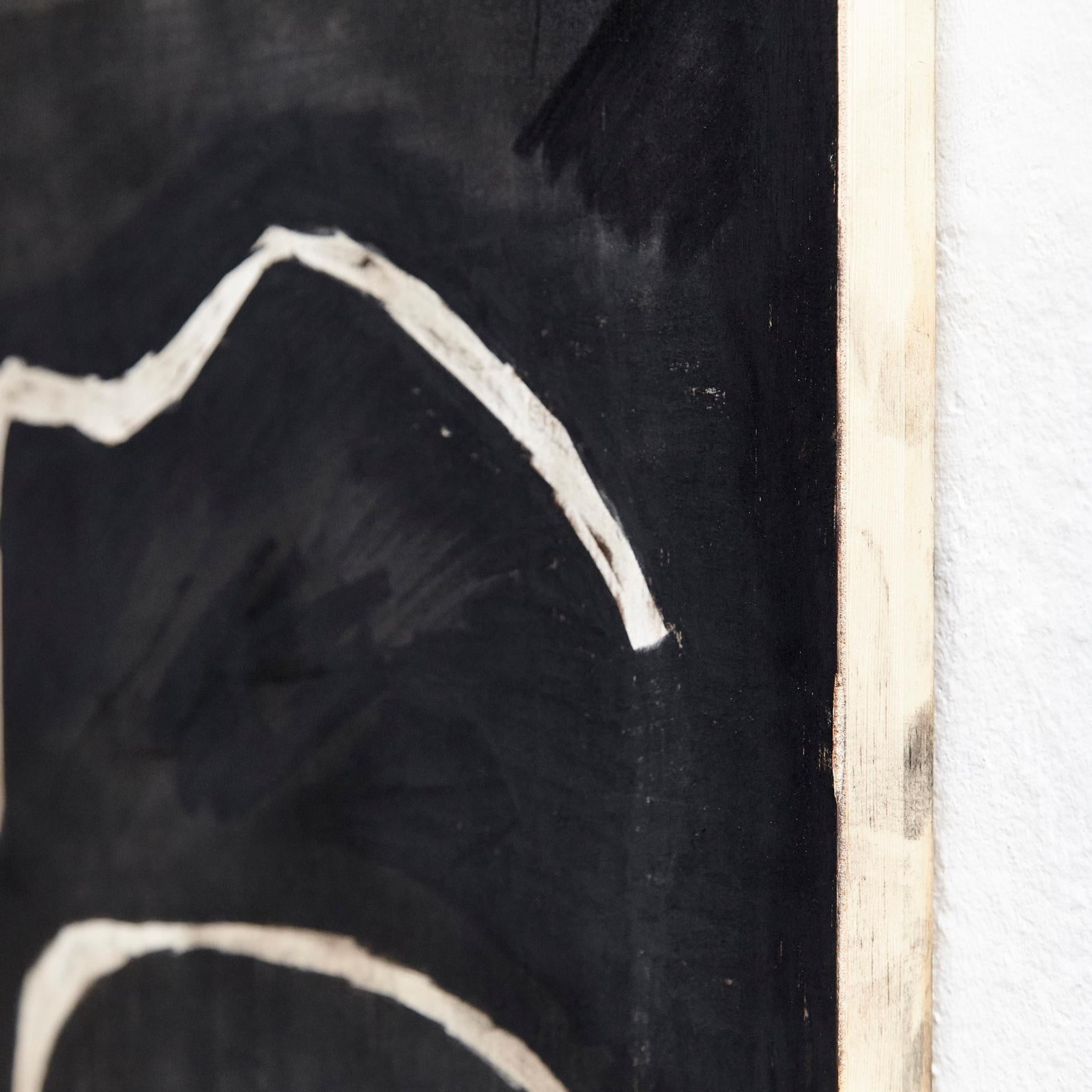 XXIe siècle et contemporain Adrian Contemporary Art - Peinture abstraite noire sur bois en vente