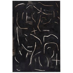 Adrian Contemporary Art Abstract Black Painting on Wood