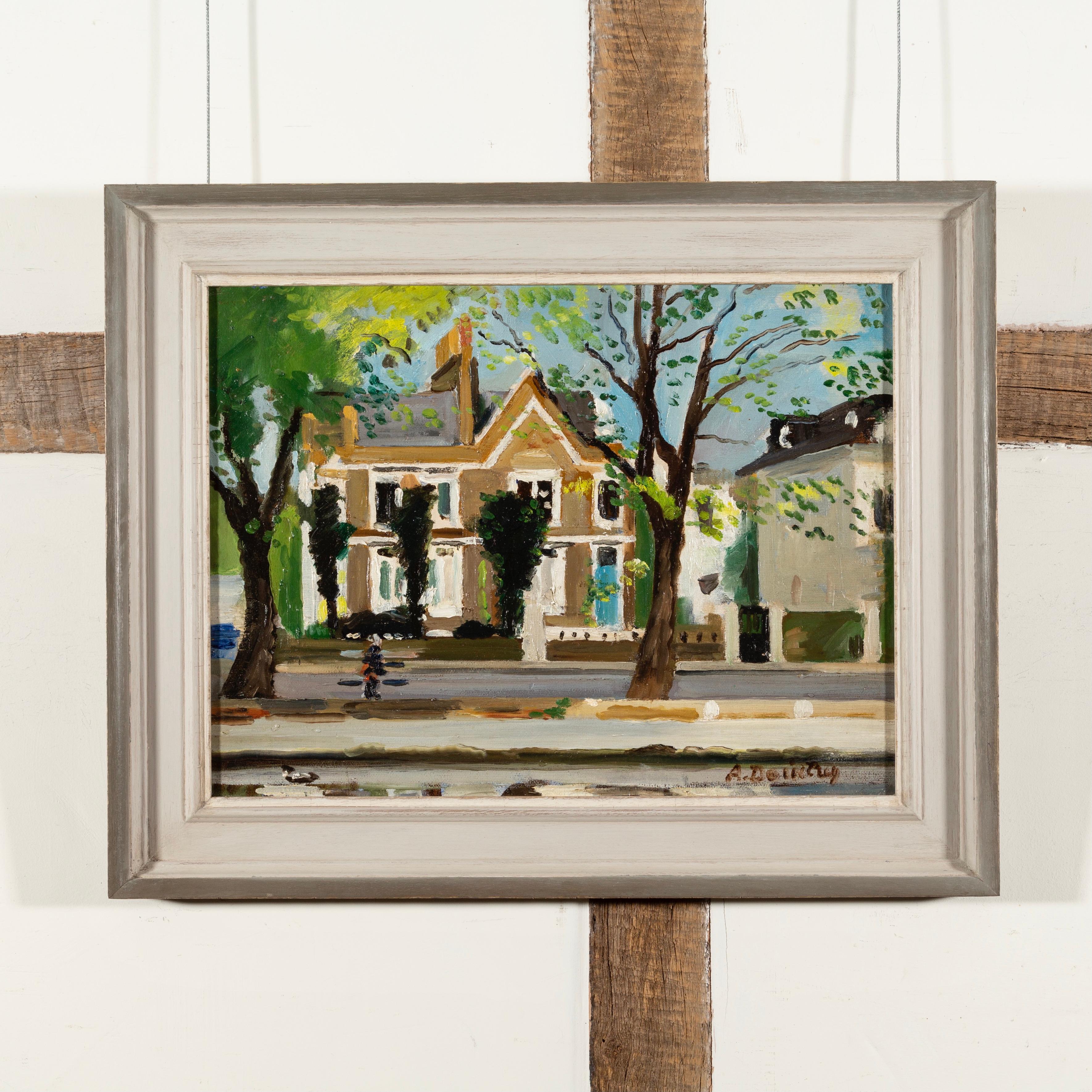Bloomfield Road (No.17, London W9 - Pittura ad olio del XX secolo con casa e alberi - Painting di Adrian Daintrey