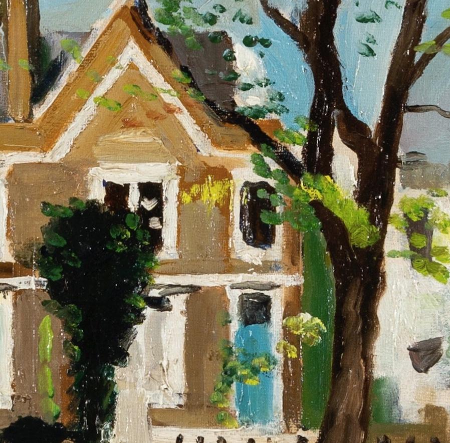 Bloomfield Road (No.17, London W9 - Pittura ad olio del XX secolo con casa e alberi in vendita 1