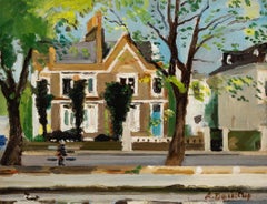 Bloomfield Road (No.17, London W9 - 20th Century Oil Painting with House + Trees