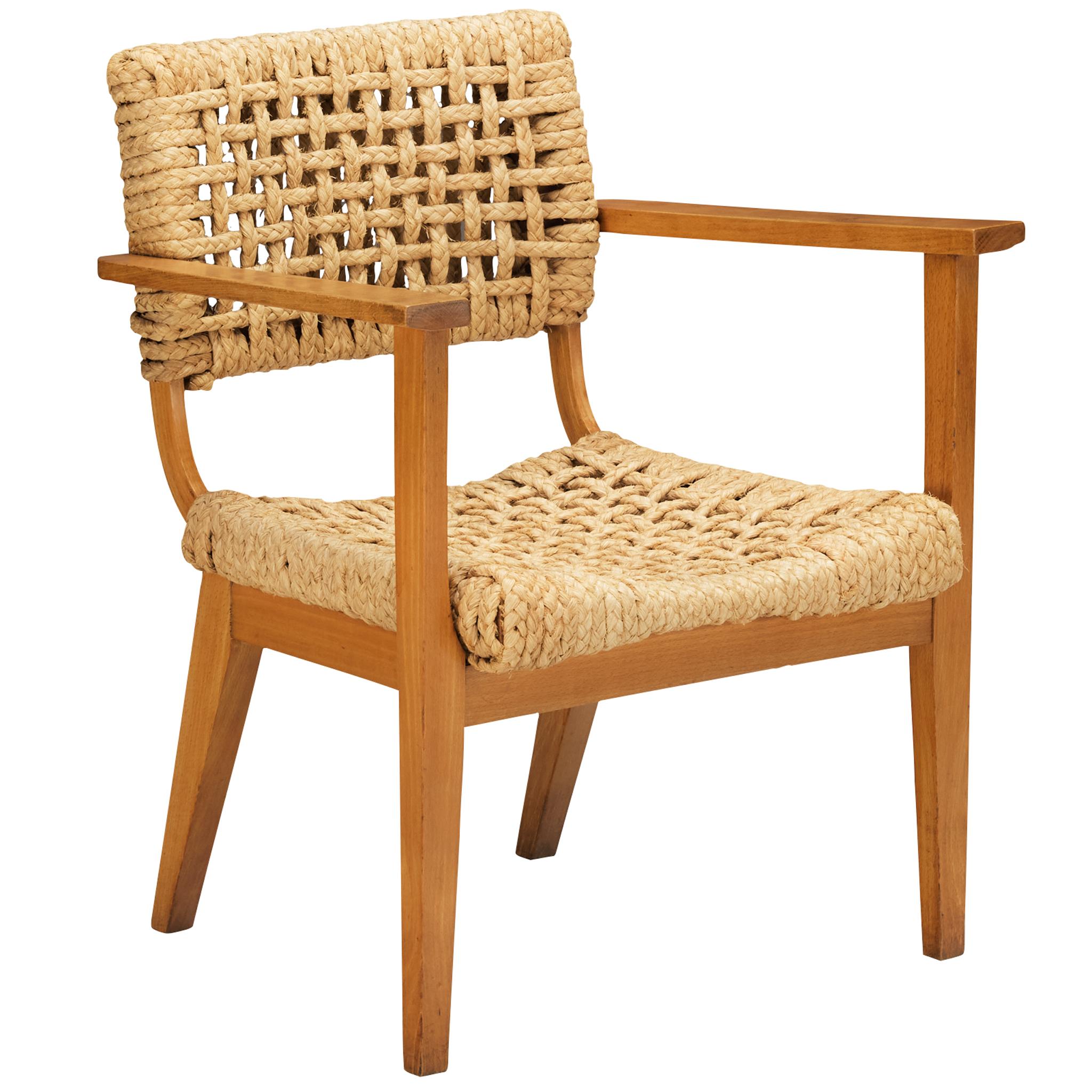 Adrian & Frida Audoux Minet for Vibo Armchair in Braided Hemp For Sale