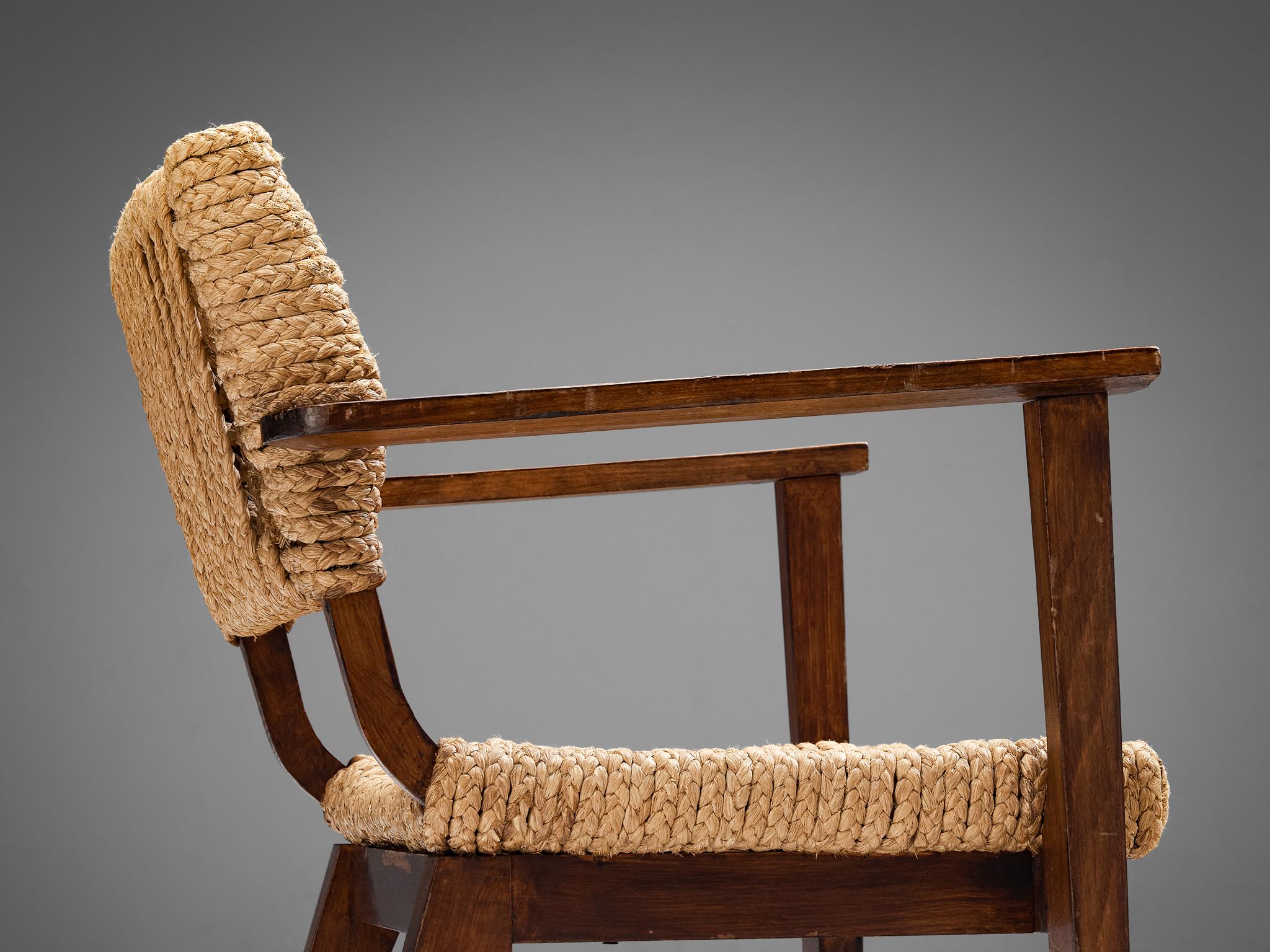 Mid-20th Century Adrian & Frida Minet for Vibo Pair of Armchairs in Wicker Straw  For Sale