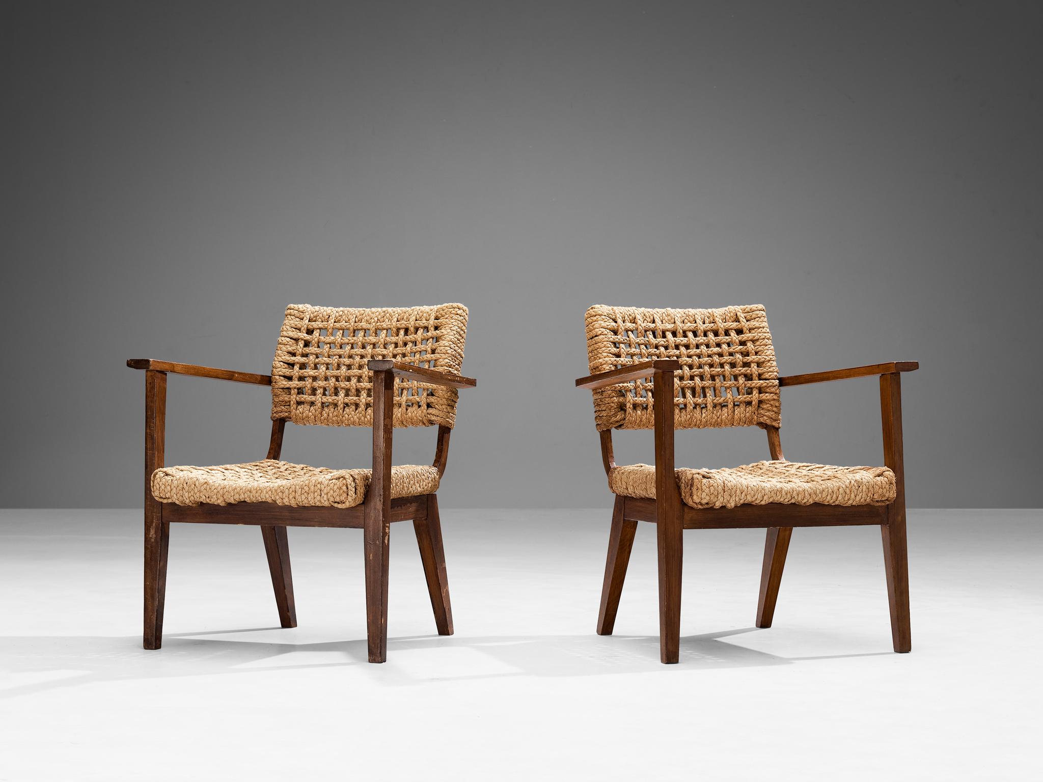 Mid-20th Century Adrian & Frida Minet for Vibo Pair of Armchairs in Wicker Straw 