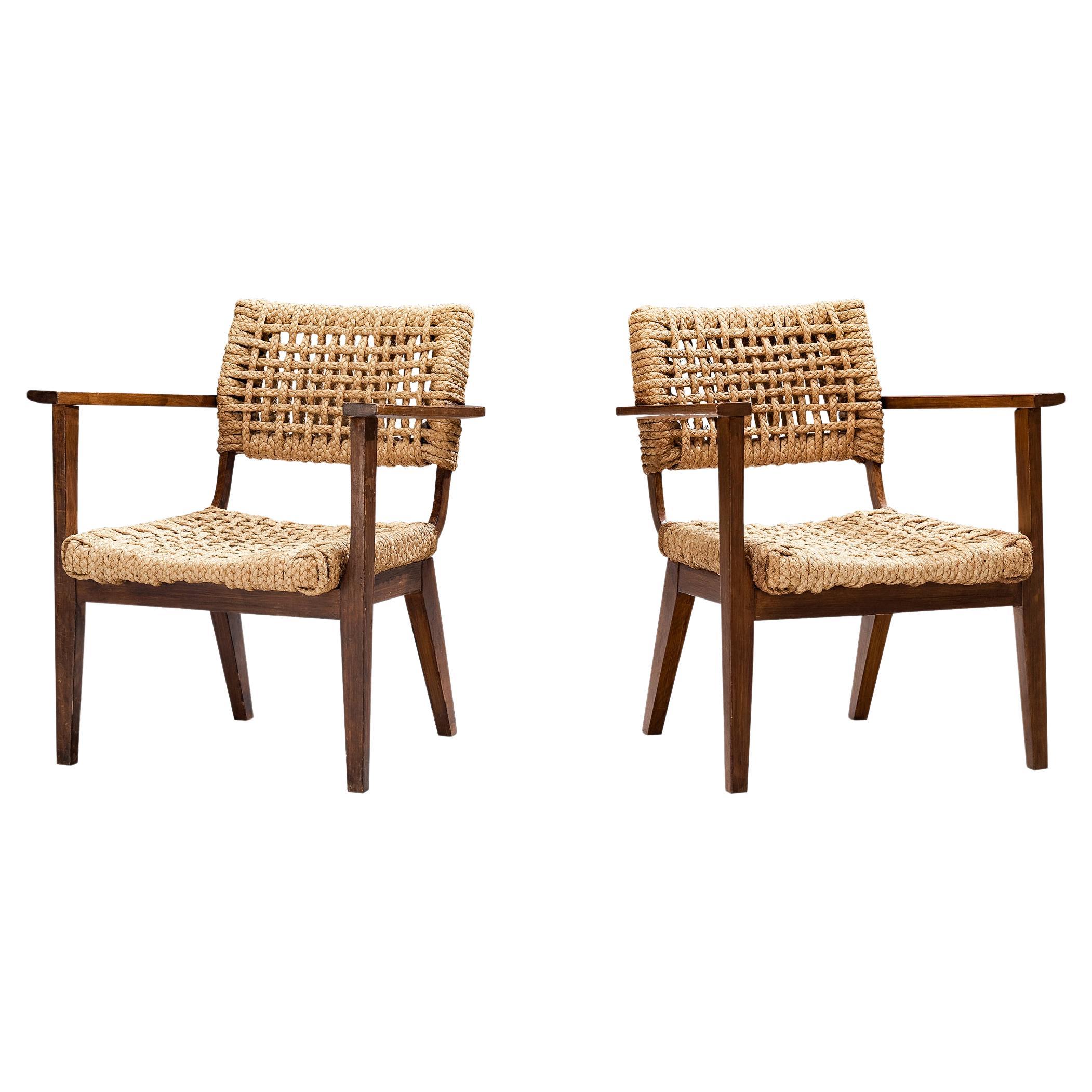 Adrian & Frida Minet for Vibo Pair of Armchairs in Wicker Straw 