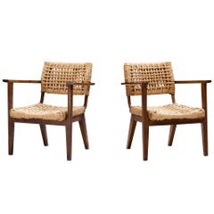 Adrian & Frida Minet for Vibo Pair of Armchairs in Wicker Straw 