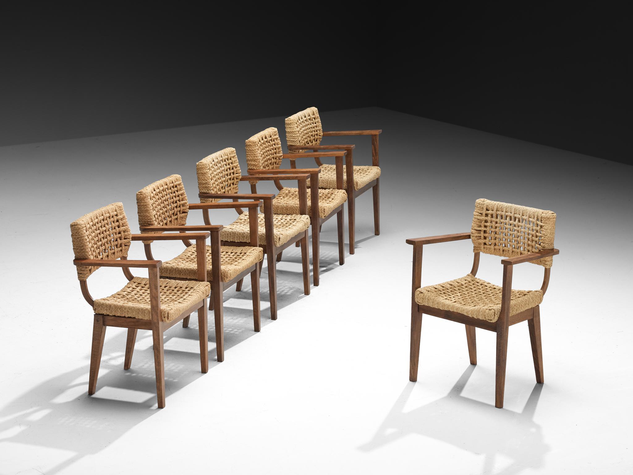 Adrian & Frida Minet for Vibo Set of Six Armchairs in Wicker Straw in vendita 5