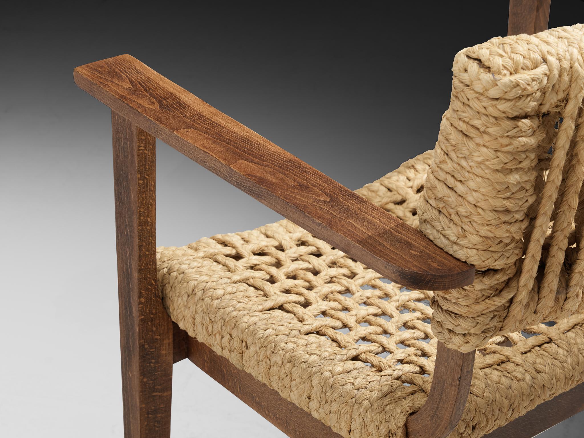 Francese Adrian & Frida Minet for Vibo Set of Six Armchairs in Wicker Straw in vendita