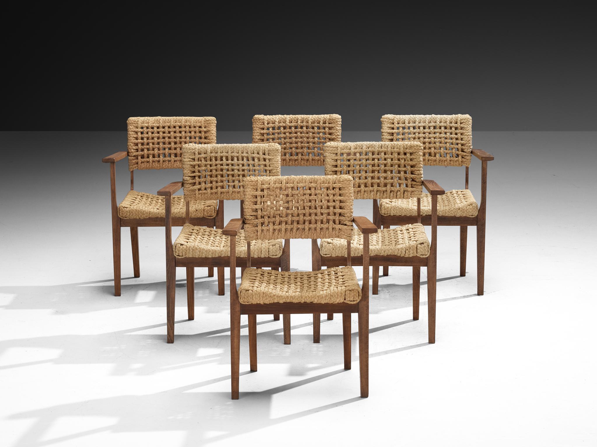 Adrian & Frida Minet for Vibo Set of Six Armchairs in Wicker Straw in vendita 2