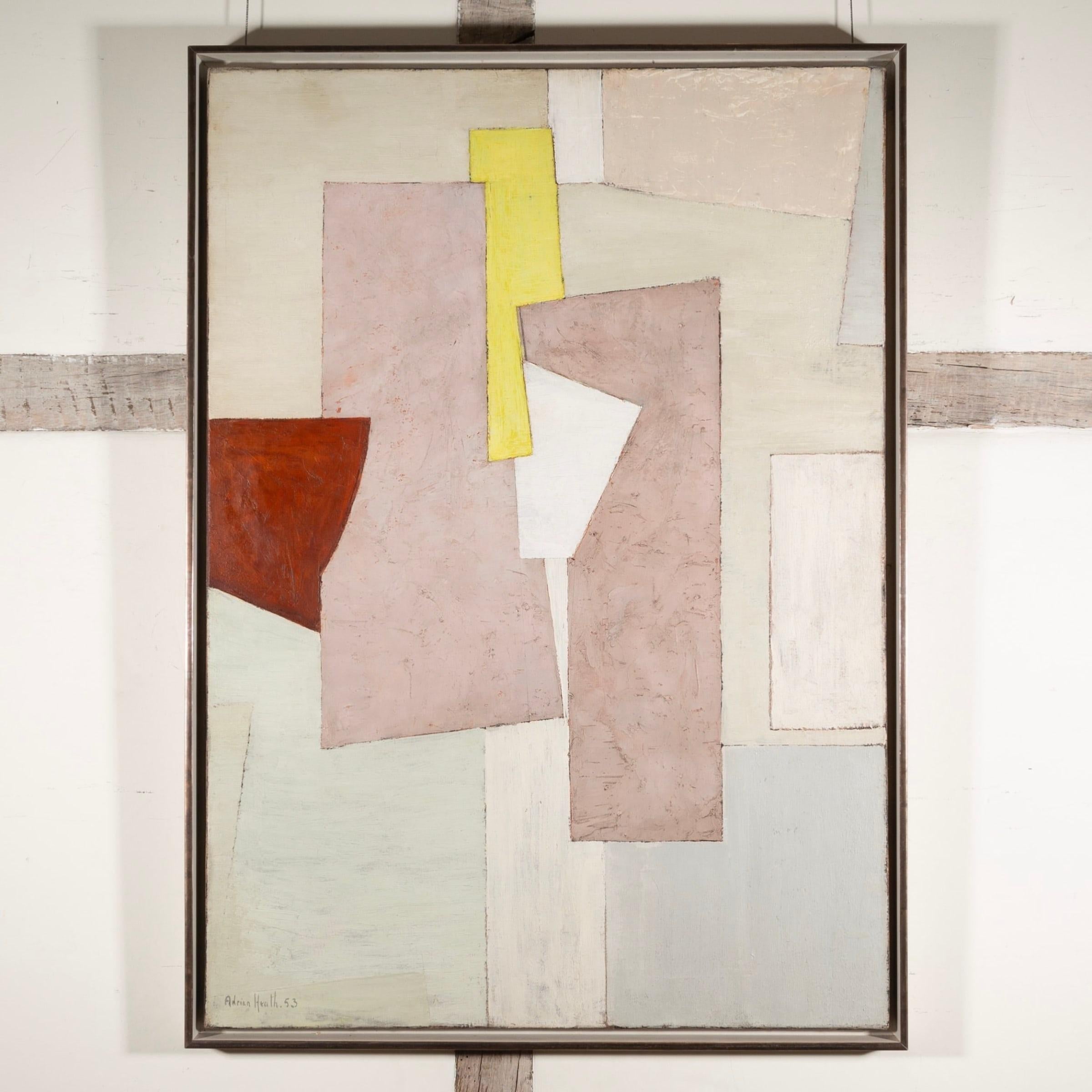 Komposition, Weiß und Gelb, Öl auf Leinwand Gemälde von Adrian Heath, 1953 im Angebot 1