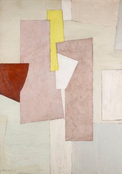Composition, White and Yellow, Oil on Canvas Painting by Adrian Heath, 1953